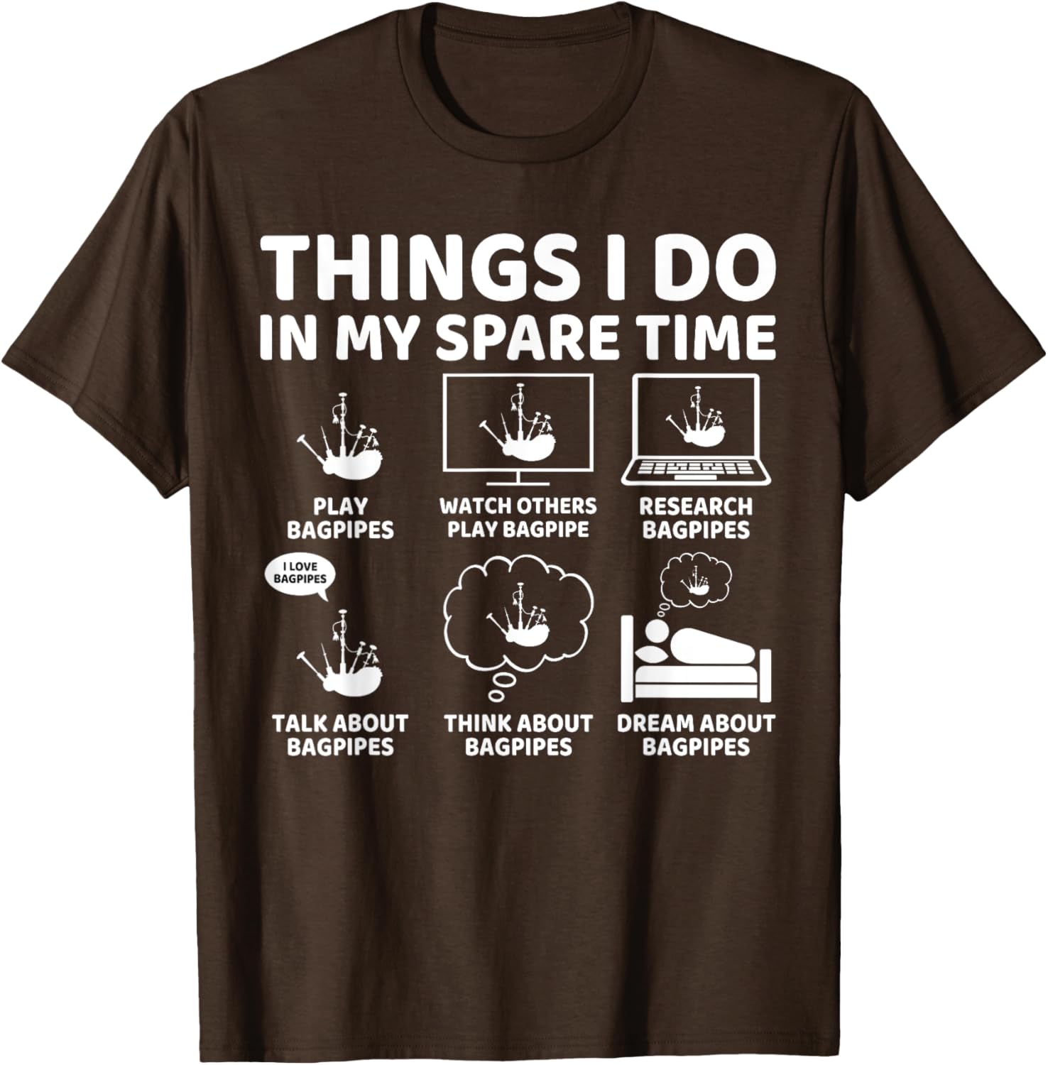 Funny Bagpipe Lover T-Shirt for Passionate Bagpipers in Spare Time - 3