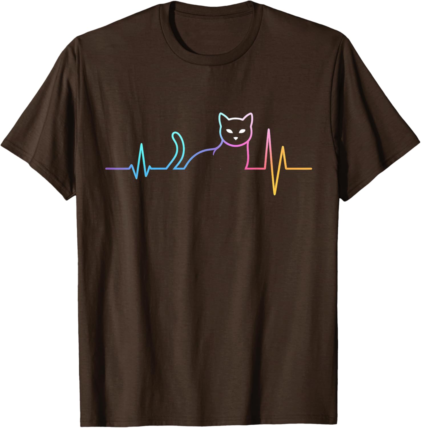 Colorful Heartbeat Cat T-Shirt for Funny Cat Lovers - Gifts for All Ages - 14