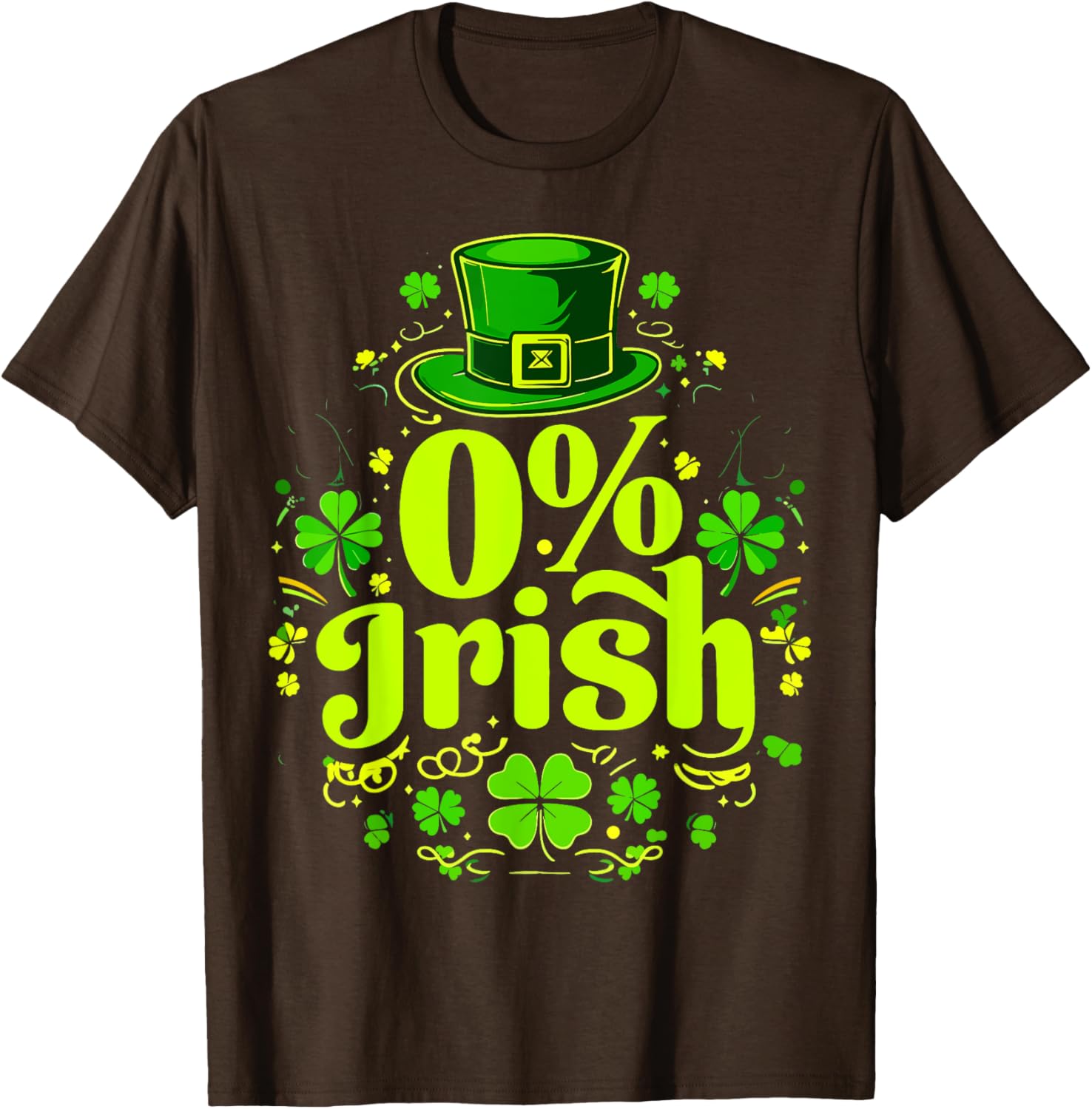 Funny 0% Irish St. Patrick's Day Zero Percent Graphic T-Shirt for Fun - 15