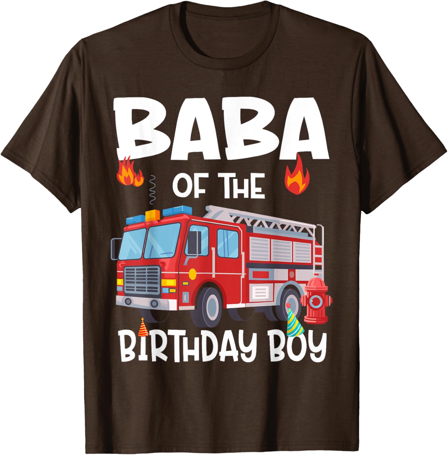 Funny Baba of the Birthday Boy Fire Truck Dad T-Shirt for Celebrations - 7