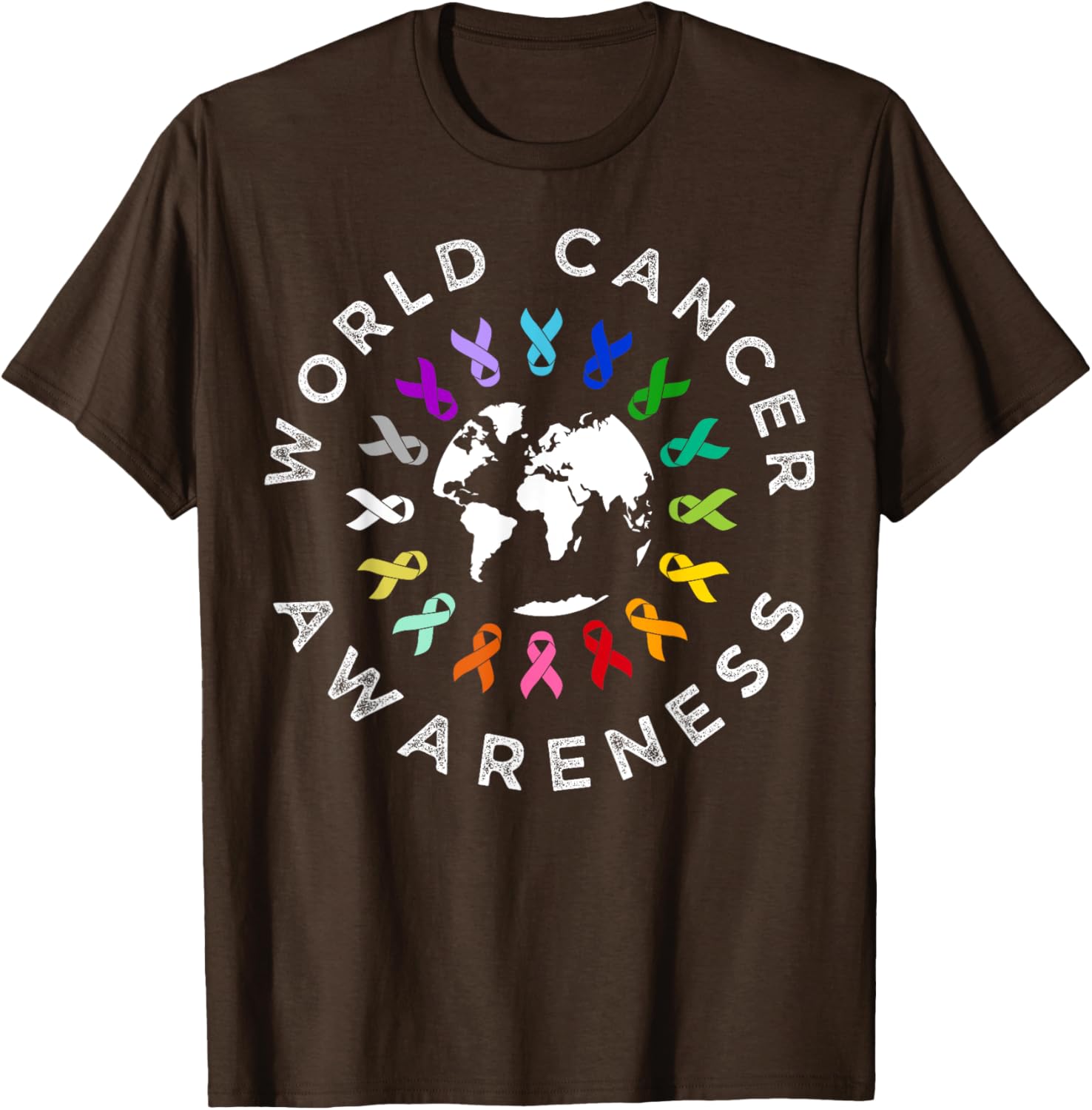 World Cancer Day Awareness Multi-Color Ribbon T-Shirt for Supporters - 7