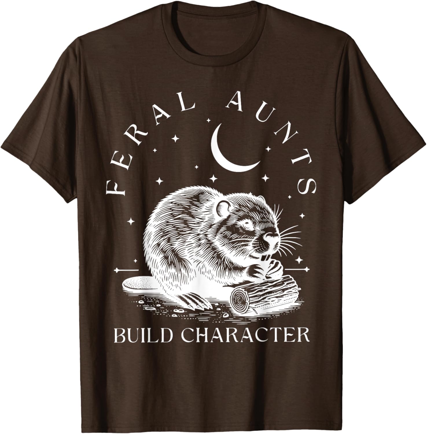 Funny Retro Aunt T-Shirt with Cute Beaver Design – Build Character Style - 11