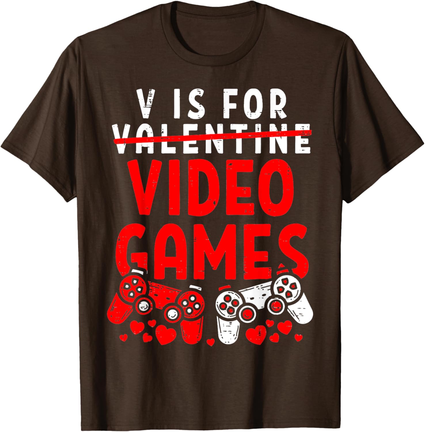 Funny V Is For Video Games Valentine's Day T-Shirt for Gamer Men - 10