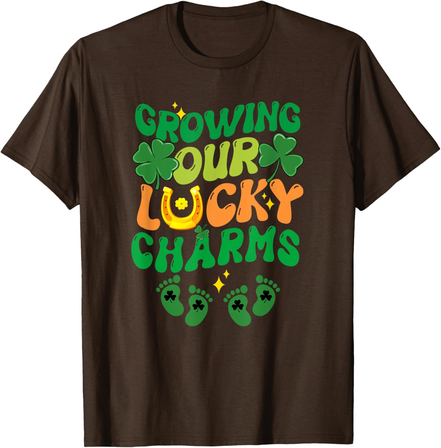 St Patrick's Day Pregnancy T-Shirt for Twin Moms with Lucky Charms Design - 2