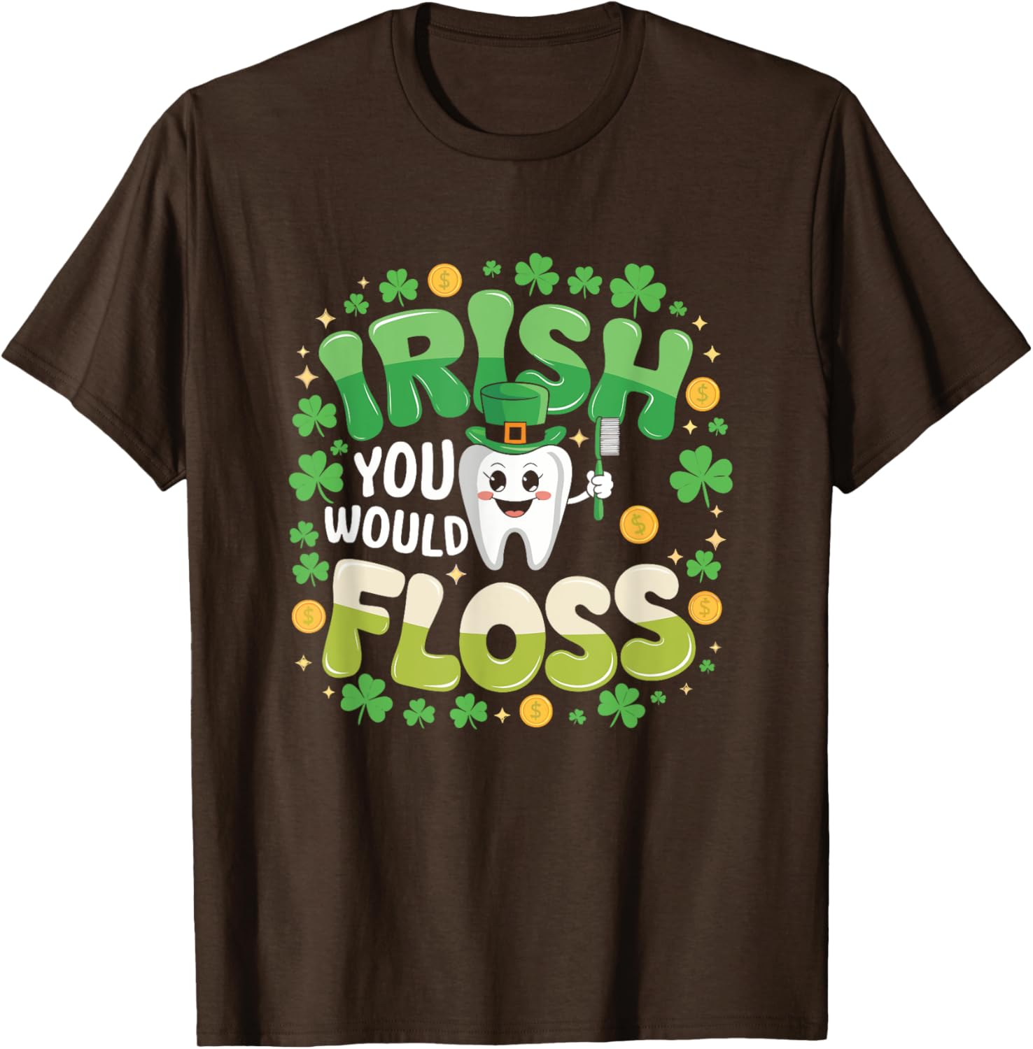 Retro Irish St Patrick's Day Flossing Dentist T-Shirt for Fun Celebrations - 10