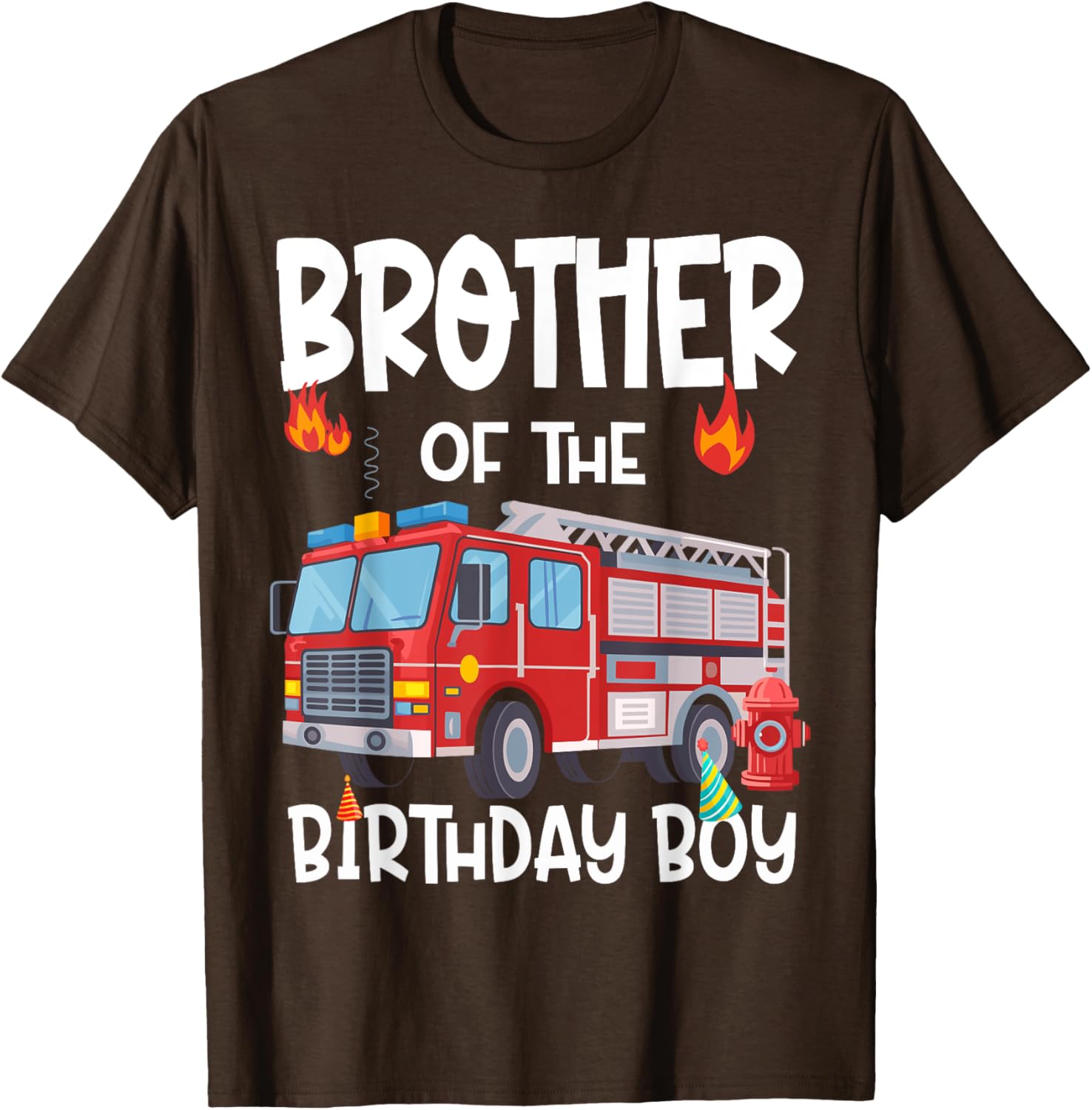 Brother of the Birthday Boy Fire Truck T-Shirt for Fun Celebrations - 11