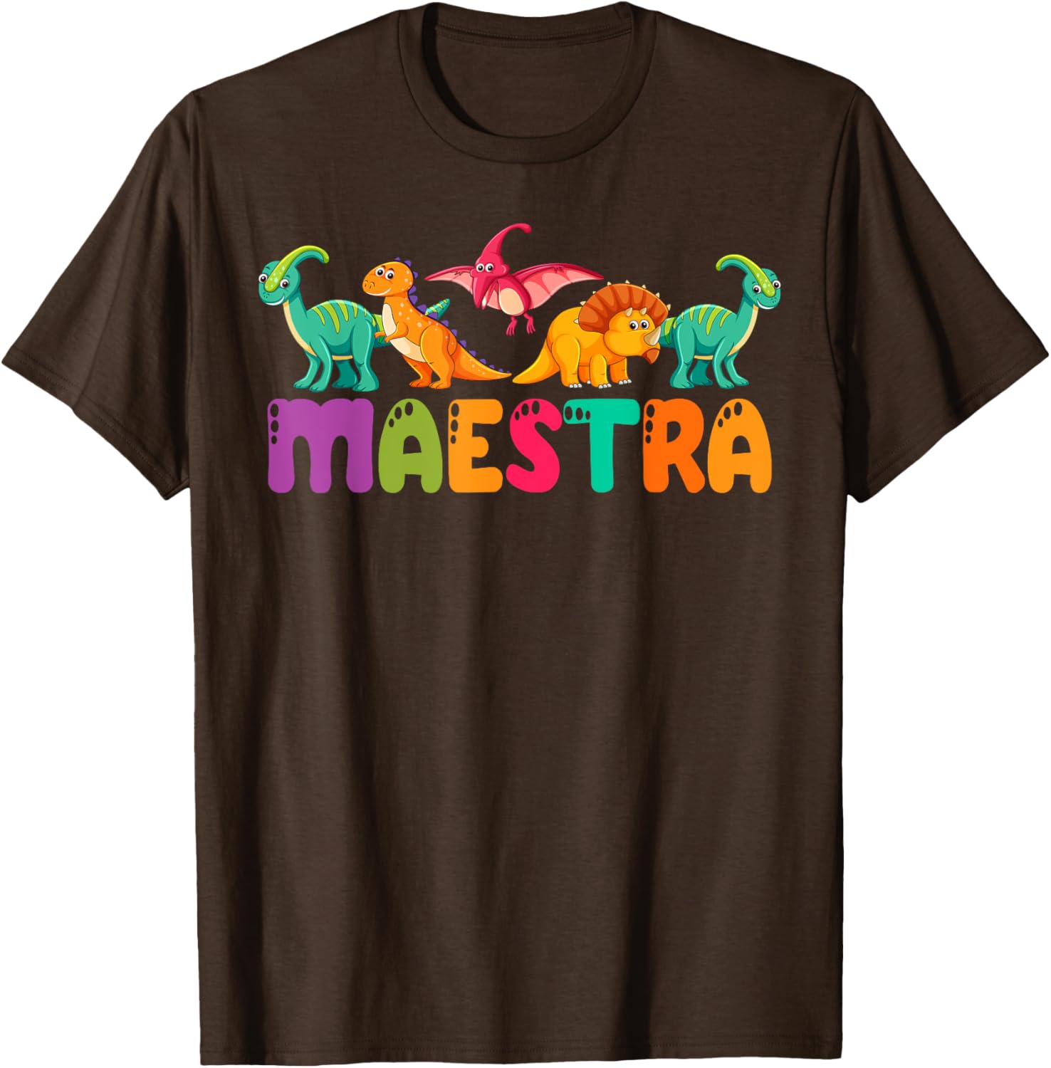 Cute Dinosaurs Bilingual Teacher T-Shirt for Maestra Spanish Teachers - 1