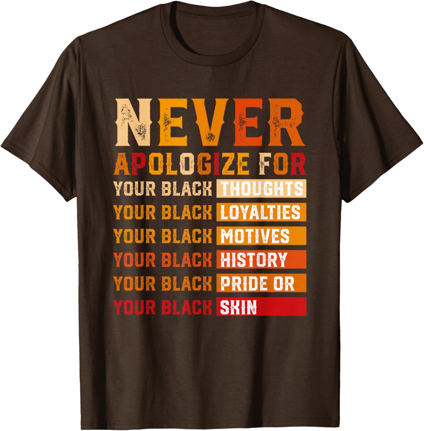 Never Apologize for Black Thoughts Black Loyalties T-Shirt for All - 2
