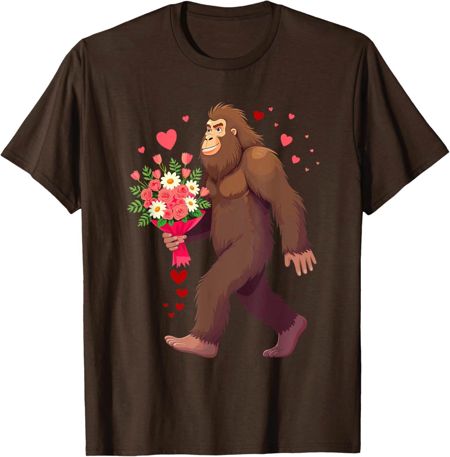 Bigfoot Heart Bouquet T-Shirt for Sasquatch Lovers on Valentine's Day - 23