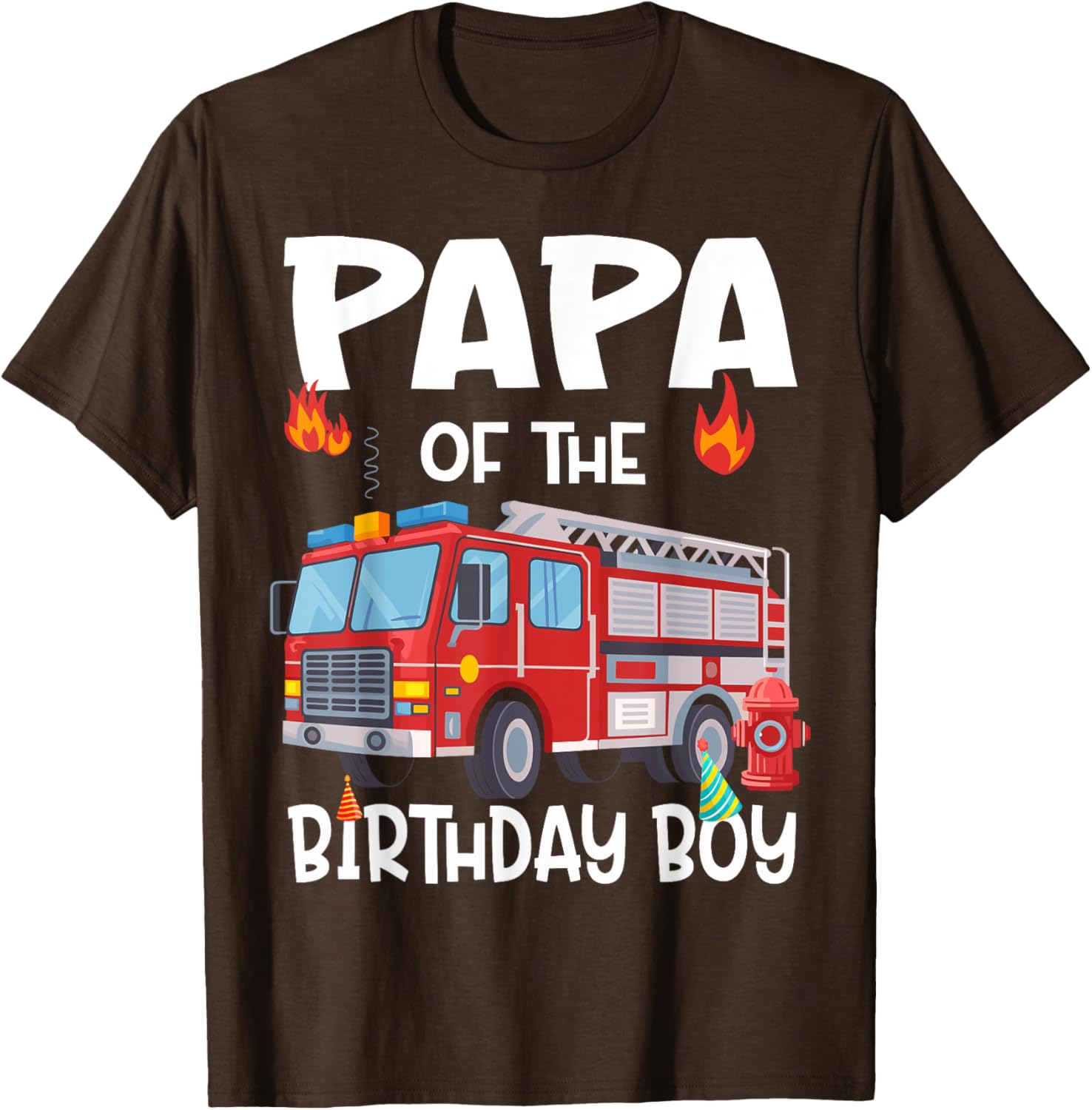 Papa of the Birthday Boy Fire Truck Firefighter Dad T-Shirt Perfect Gift - 9