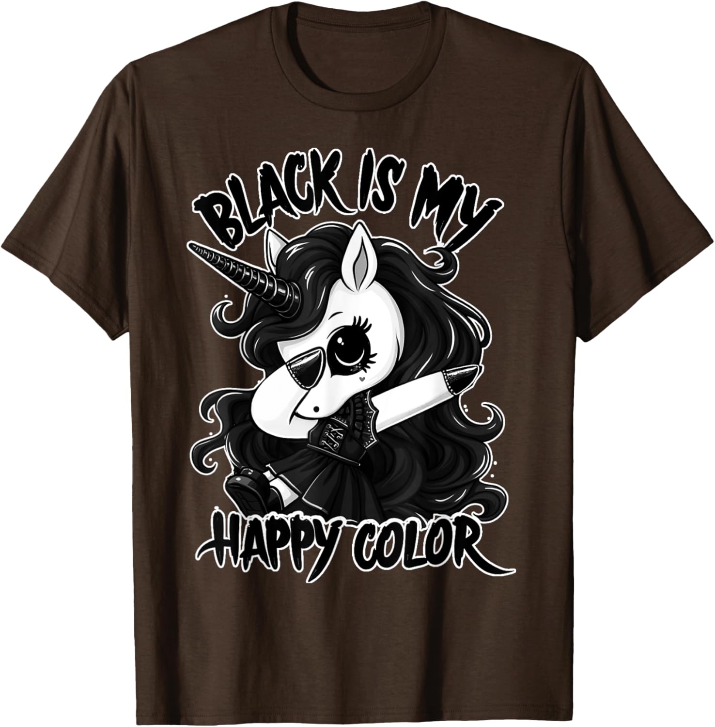 Gothic Unicorn Dabbing T-Shirt - Black is My Lucky Color Tee - 6