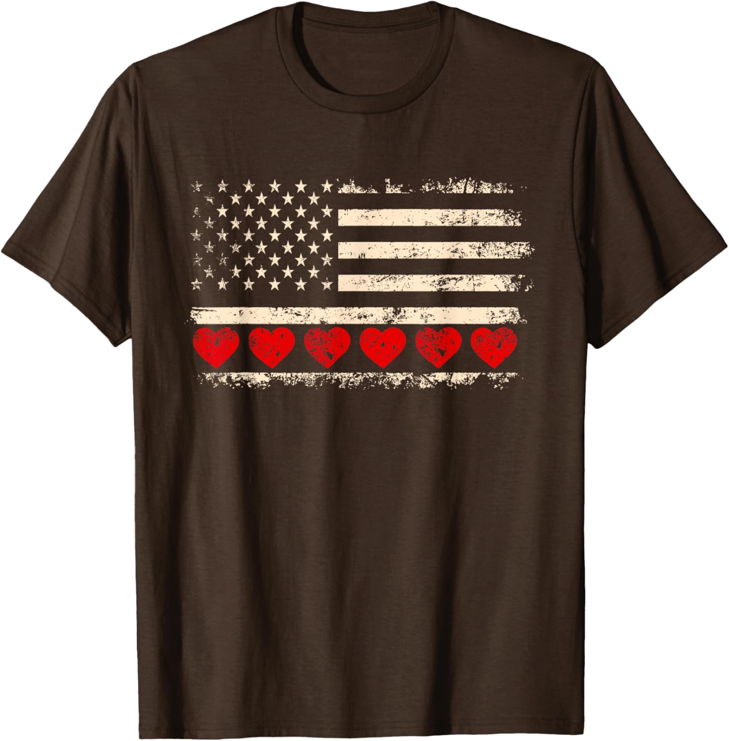 Vintage Valentine's Day American Flag Hearts T-Shirt for Patriotic Lovers - 3