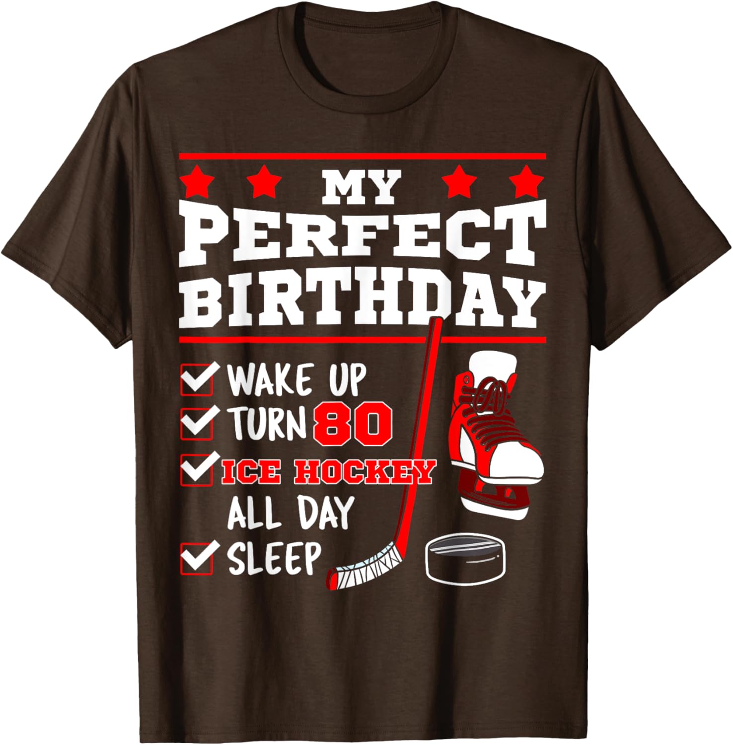 Ice Hockey 80th Birthday Party Puck T-Shirt for Sports Fans - 3