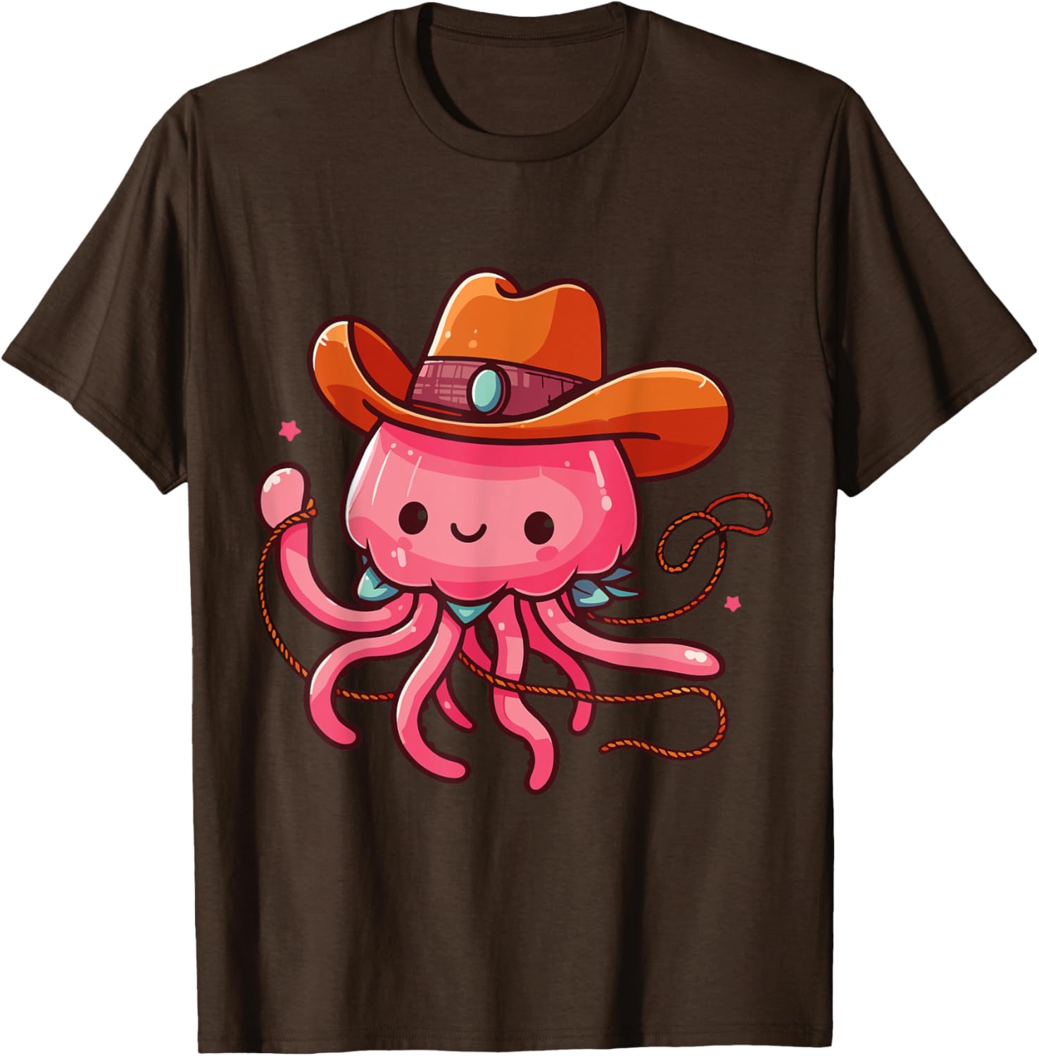 Western Rodeo Cowboy Hat and Jellyfish Texas Animals T-Shirt for Men - 2