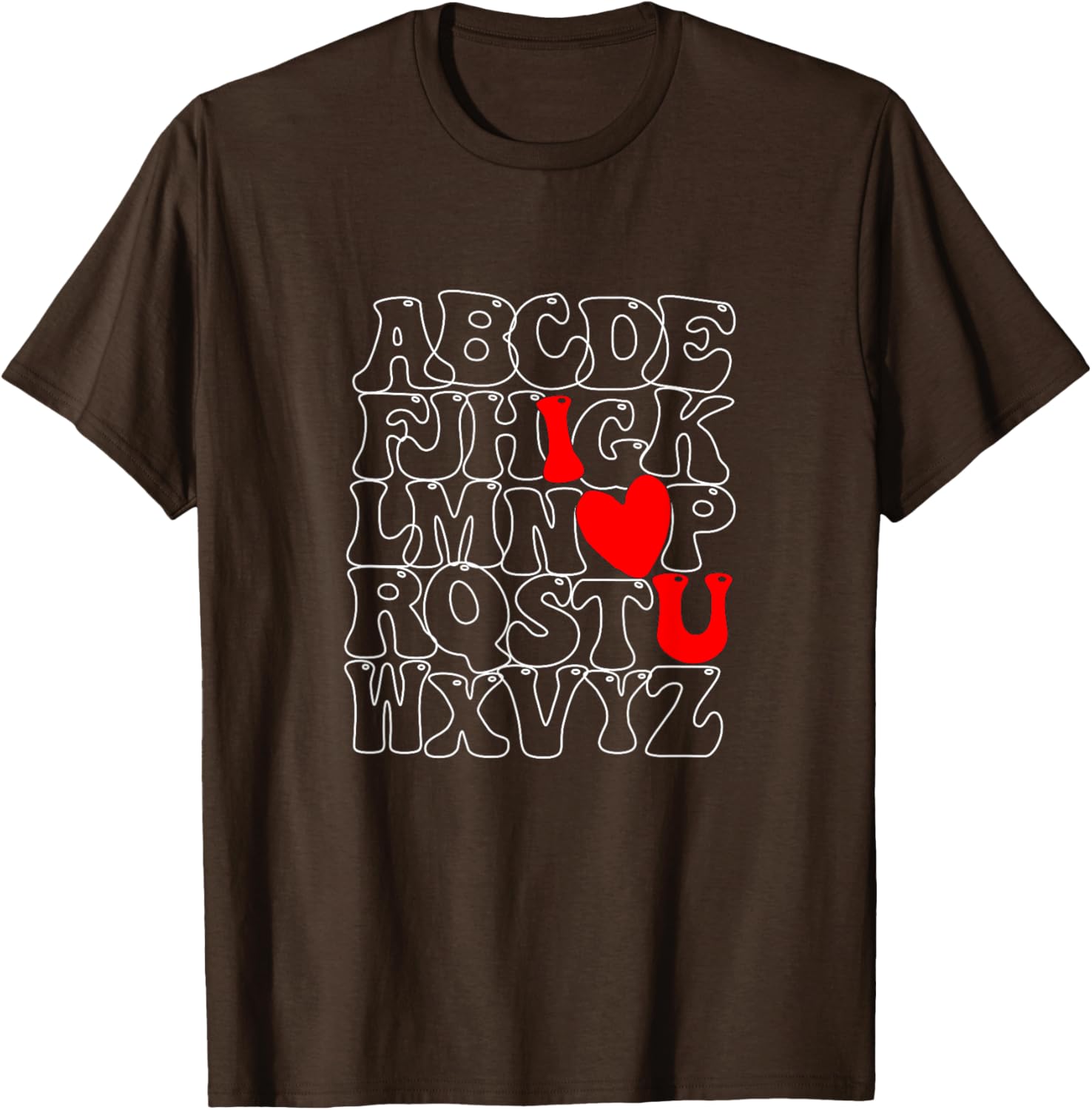 Alphabet ABC I Love You Heart T-Shirt for Valentine's Day Fun Fashion - 5