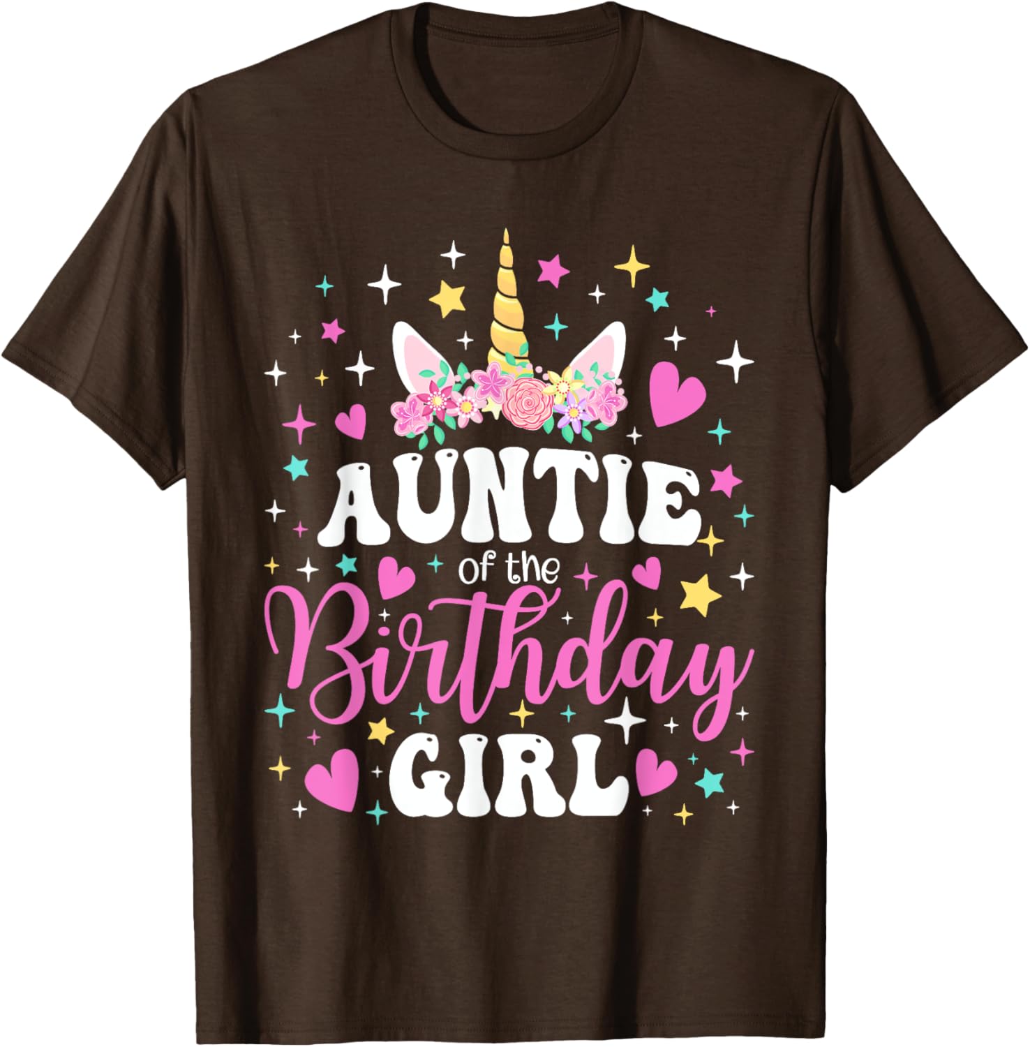Unicorn Auntie Birthday Matching T-Shirt for Family Celebration Fun - 10