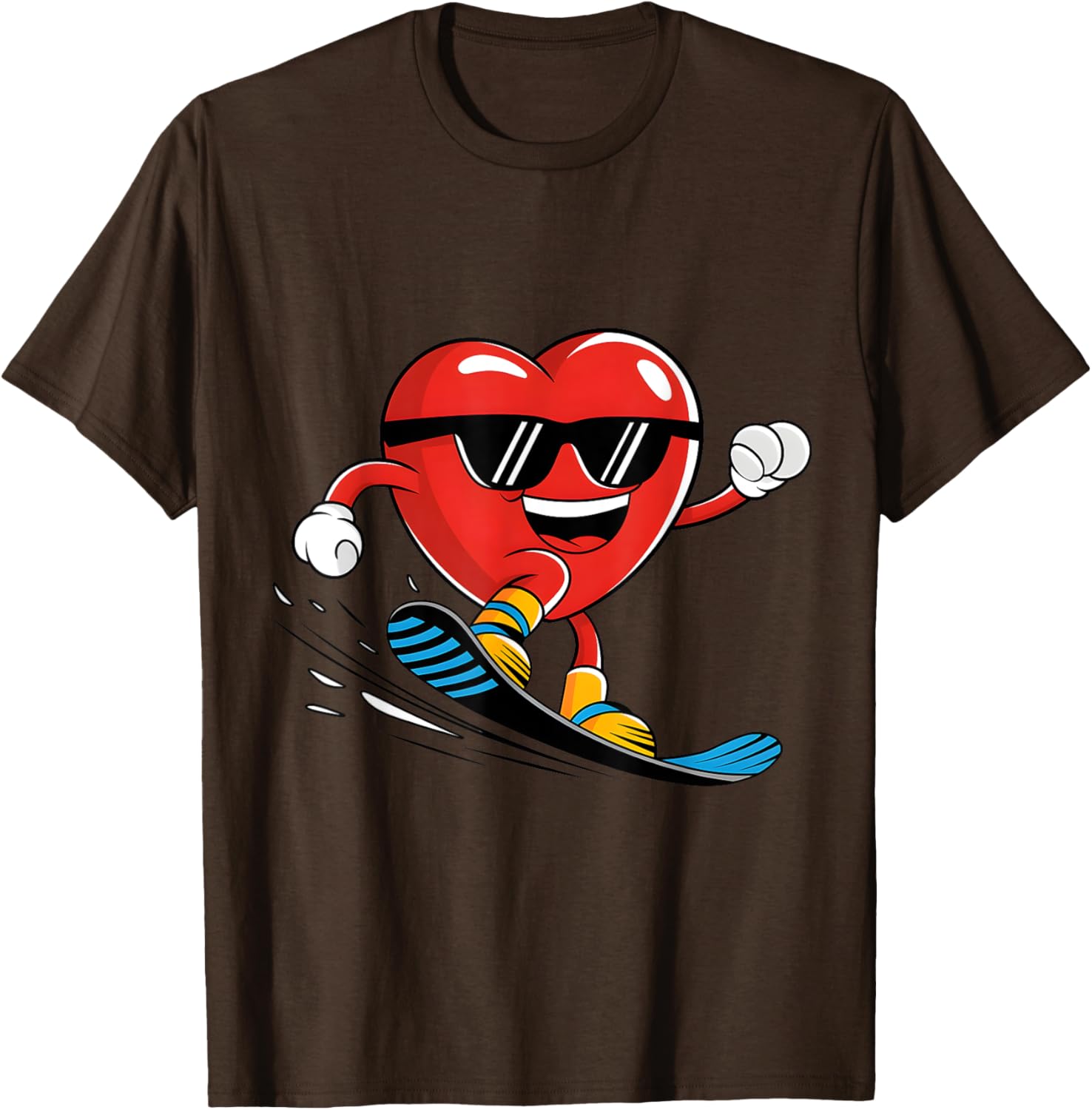 Snowboard Heart Valentine's Day T-Shirt for Boys and Girls Fun Gift - 24