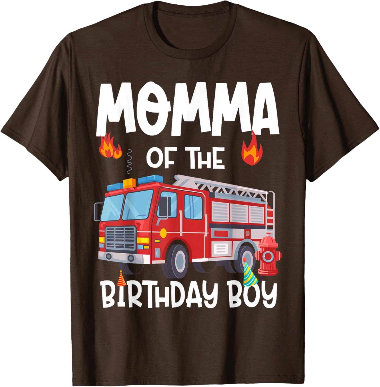 Momma of the Birthday Boy Fire Truck T-Shirt for Firefighter Moms - 2