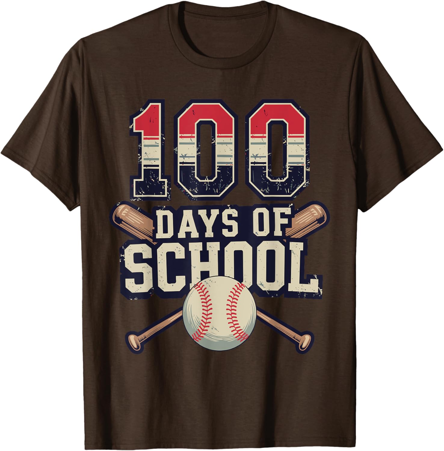Vintage Baseball Theme 100 Days of School Celebration T-Shirt for Kids - 16