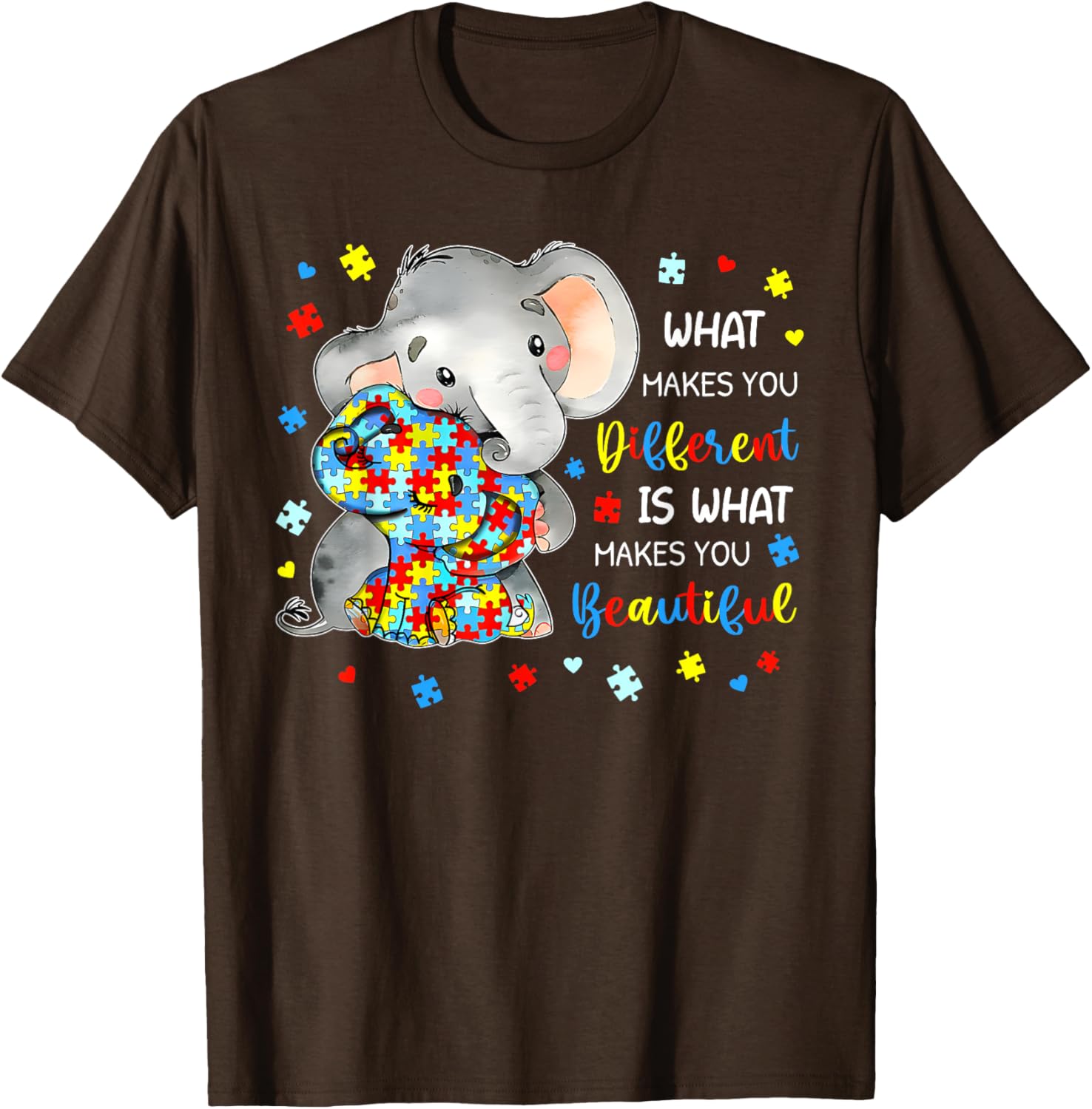 Unique Autism Awareness Elephant T-Shirt Celebrating Individuality and Beauty - 7
