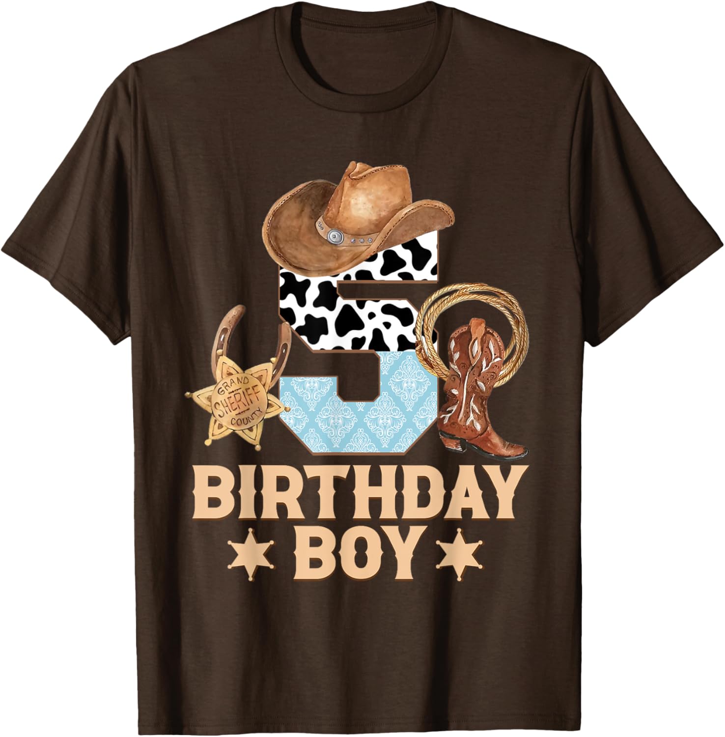Western Family Birthday Boy Cowboy T-Shirt for 5th Birthday Celebration - 14