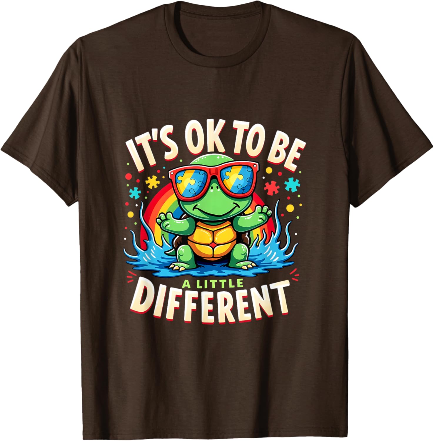 Cute Turtle Autism Awareness T-Shirt It's Ok To Be A Little Different - 2