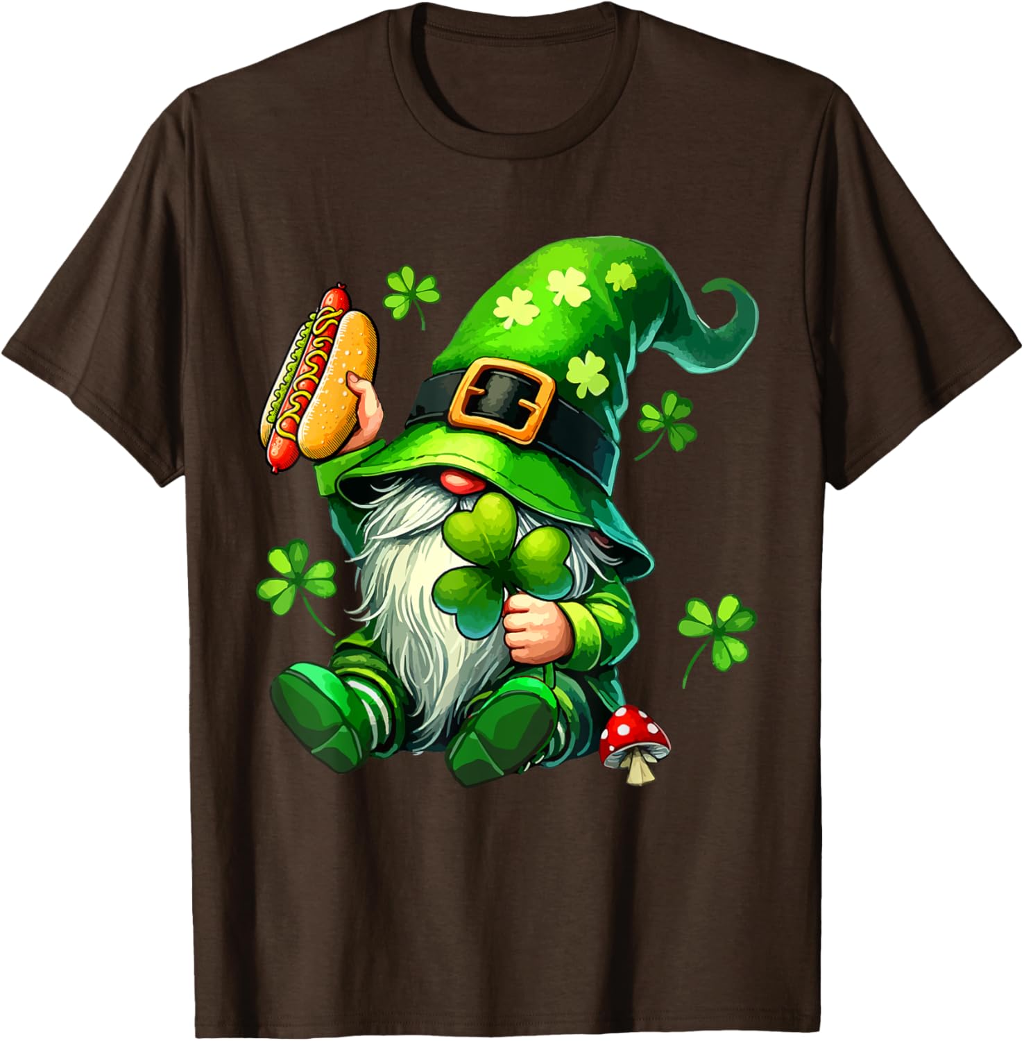 Gnome Eating Hot Dog St. Patrick's Day T-Shirt for Food Lovers - 9