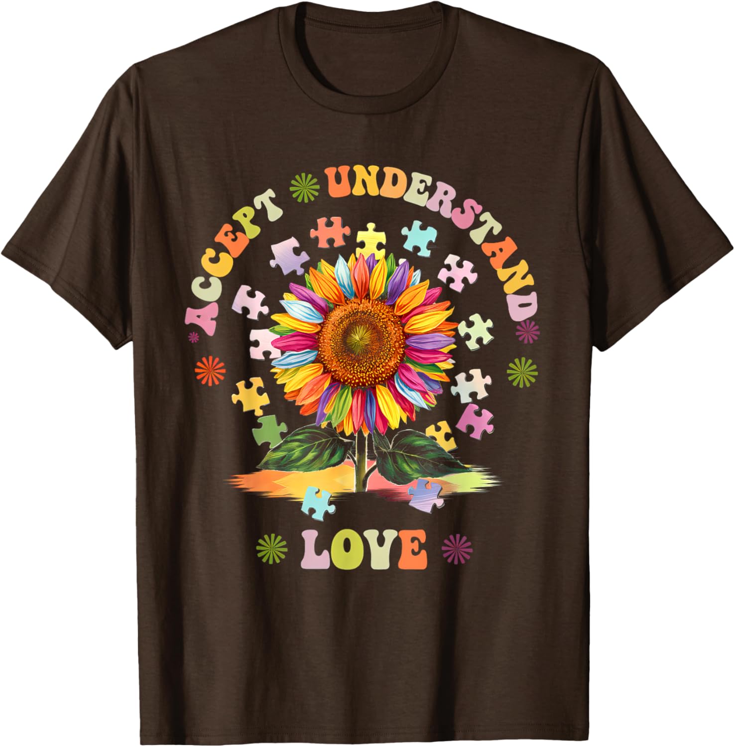 Autism Awareness Flower Women T-Shirt Accept Understand Love ASD Comfort - 9