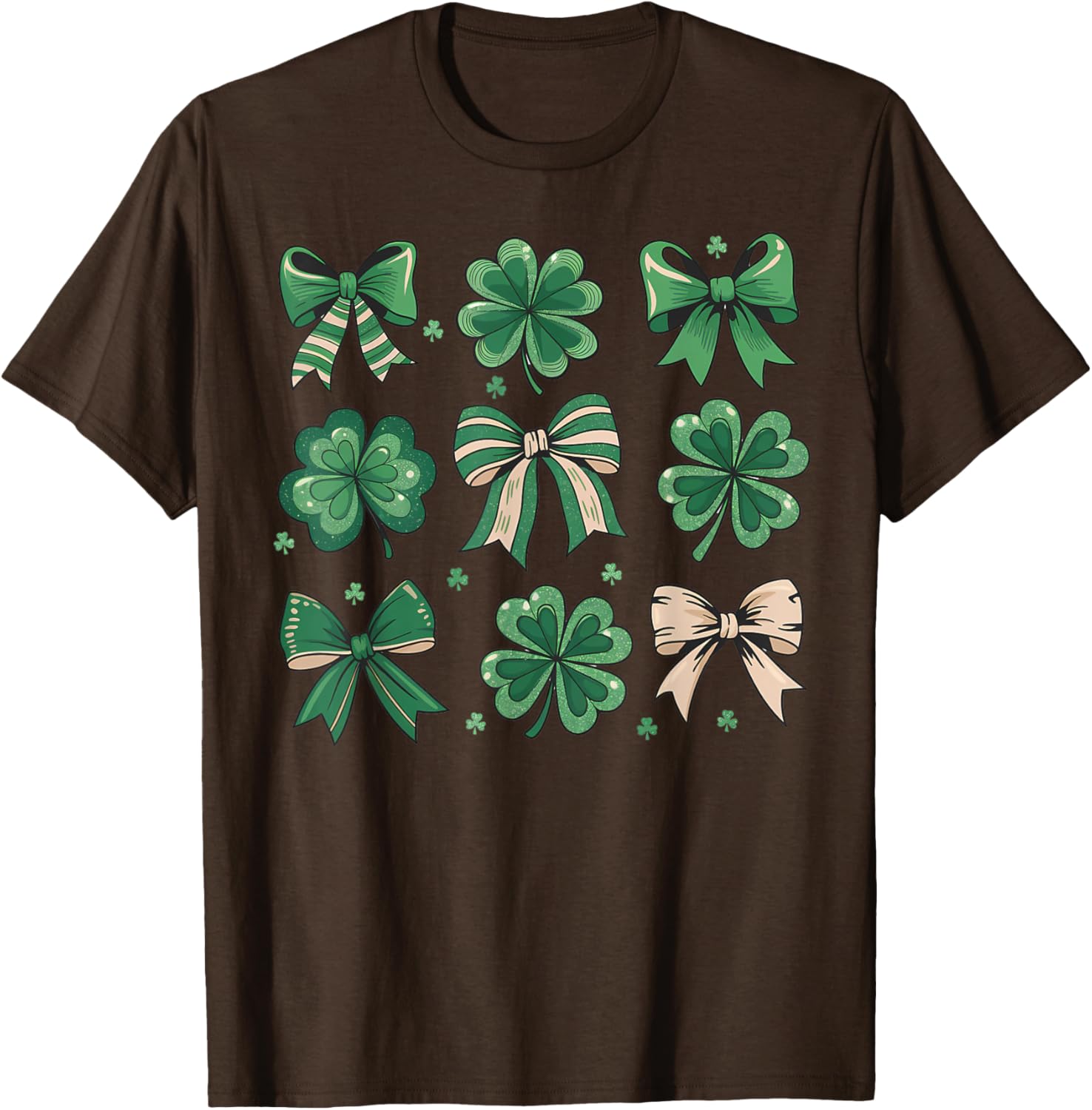 Cute Retro St Patricks Day Shamrock Bow T-Shirt for Festive Fun - 21