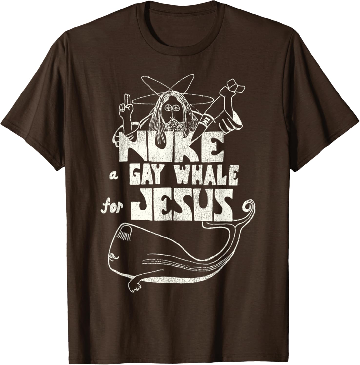 Funny Vintage 80s Nuke a Gay Whale For Jesus T-Shirt for Social Advocacy - 21