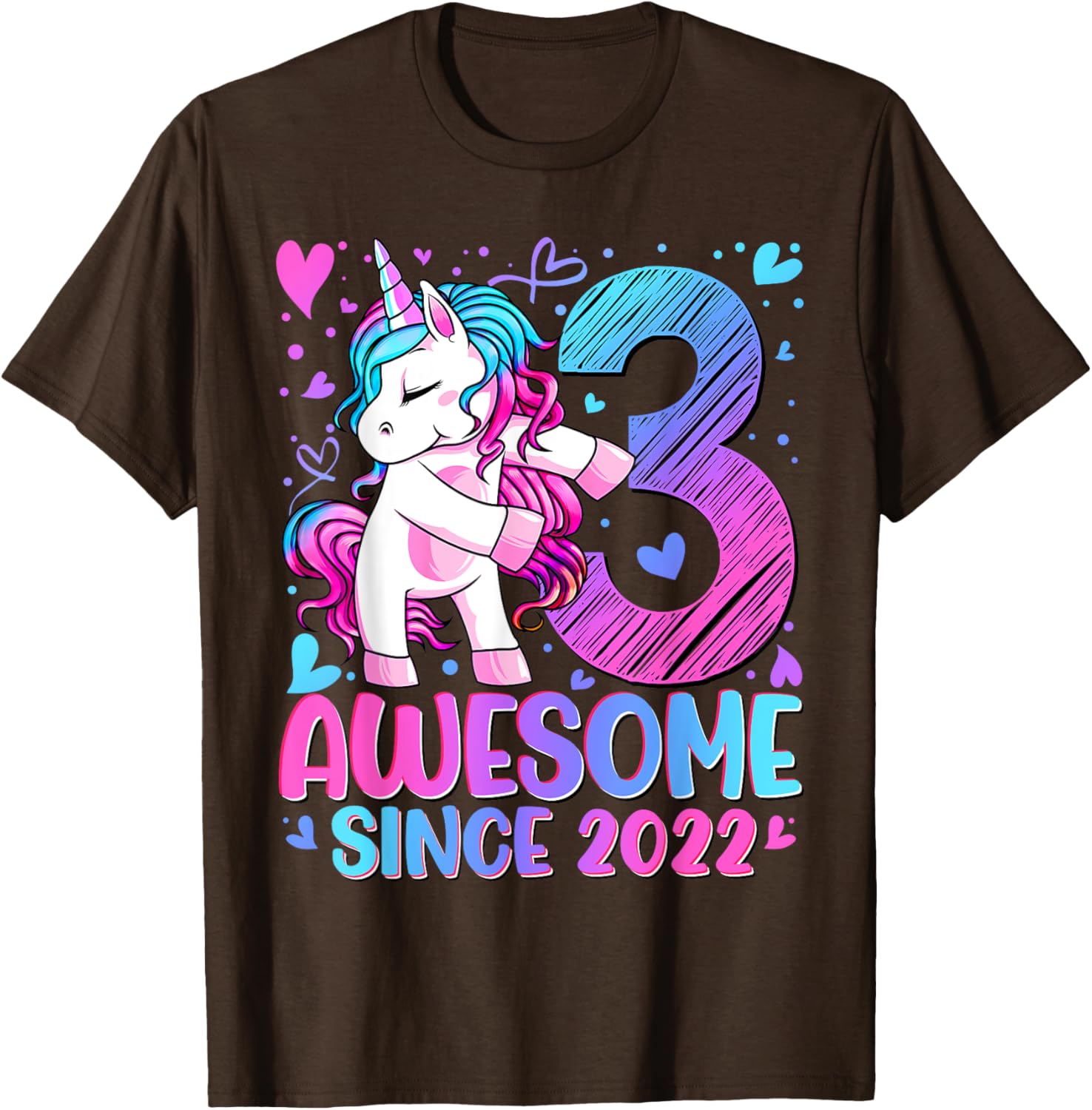 Cute Unicorn T-Shirt for 3 Year Old Girls Birthday Party Gifts - 8
