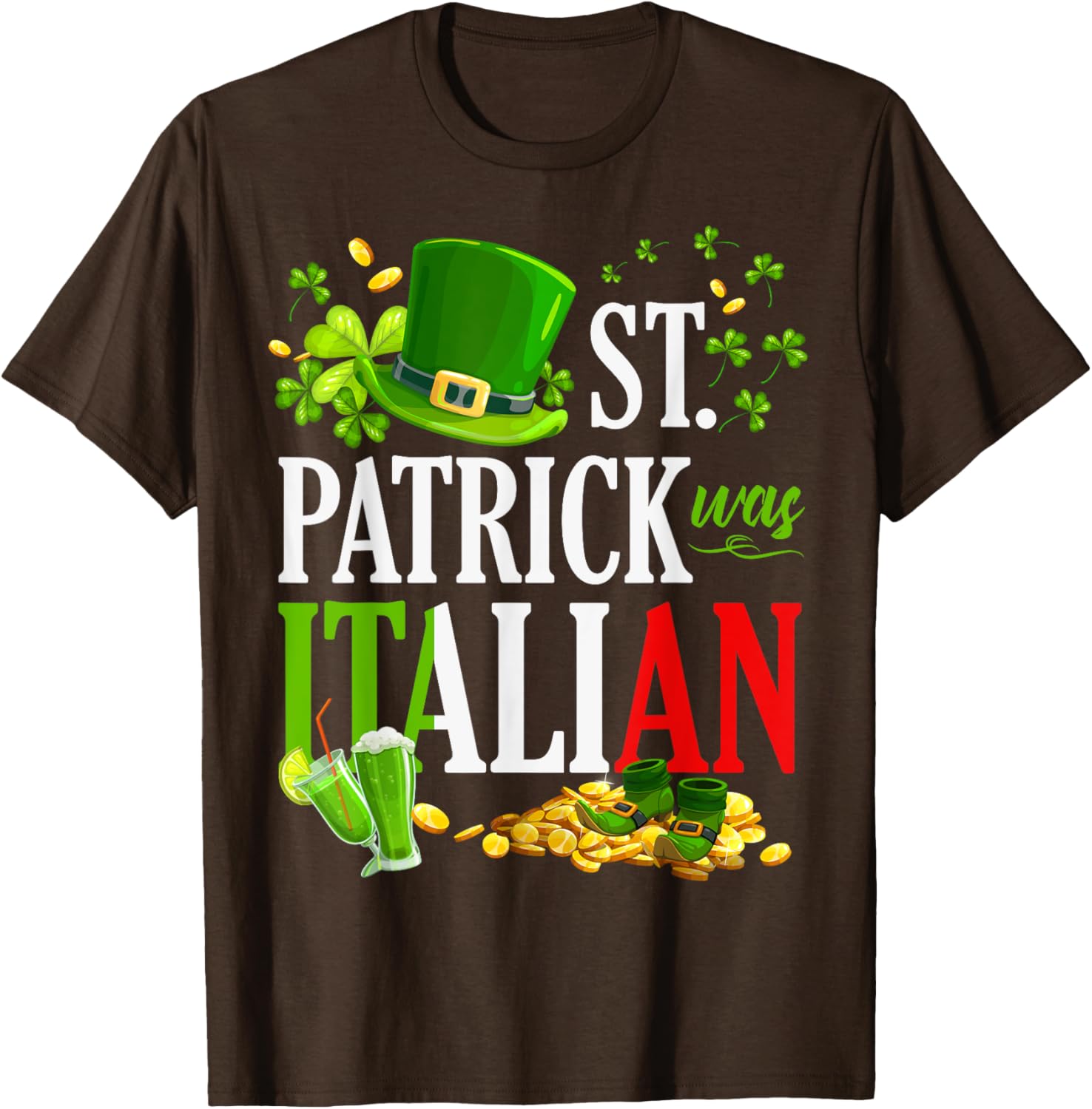 Vintage St Patrick Was Italian Clover Graphic T-Shirt for St Patricks Day - 20