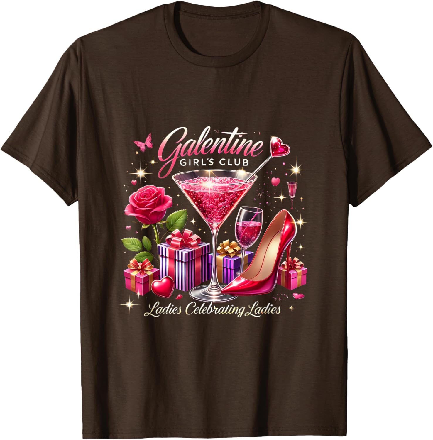 Galentine's Celebration Martini Glass T-Shirt for Fun Girls Night Out - 20
