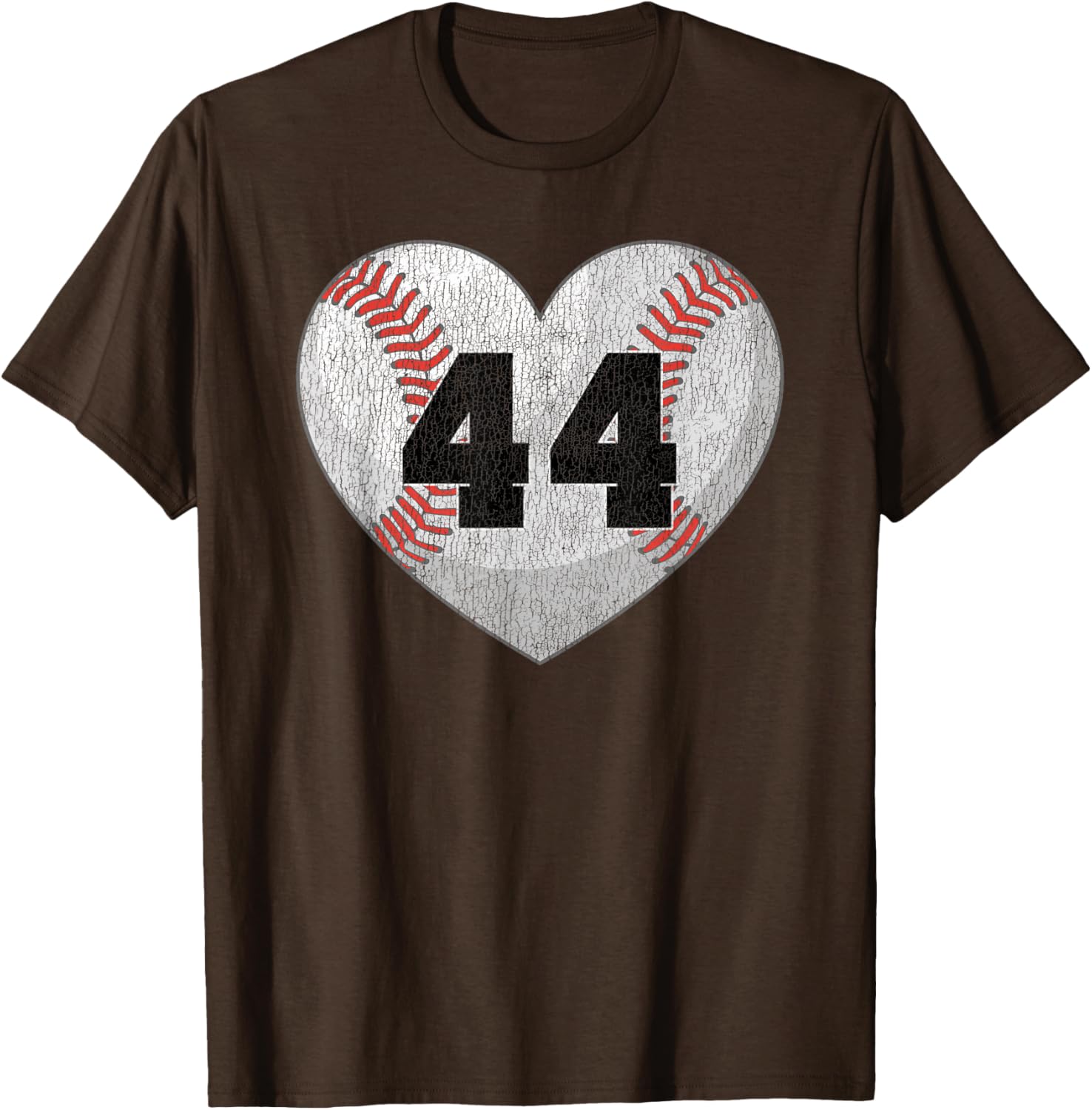 Cute Baseball Number 44 Distressed Heart T-Shirt for Baseball Moms - 27