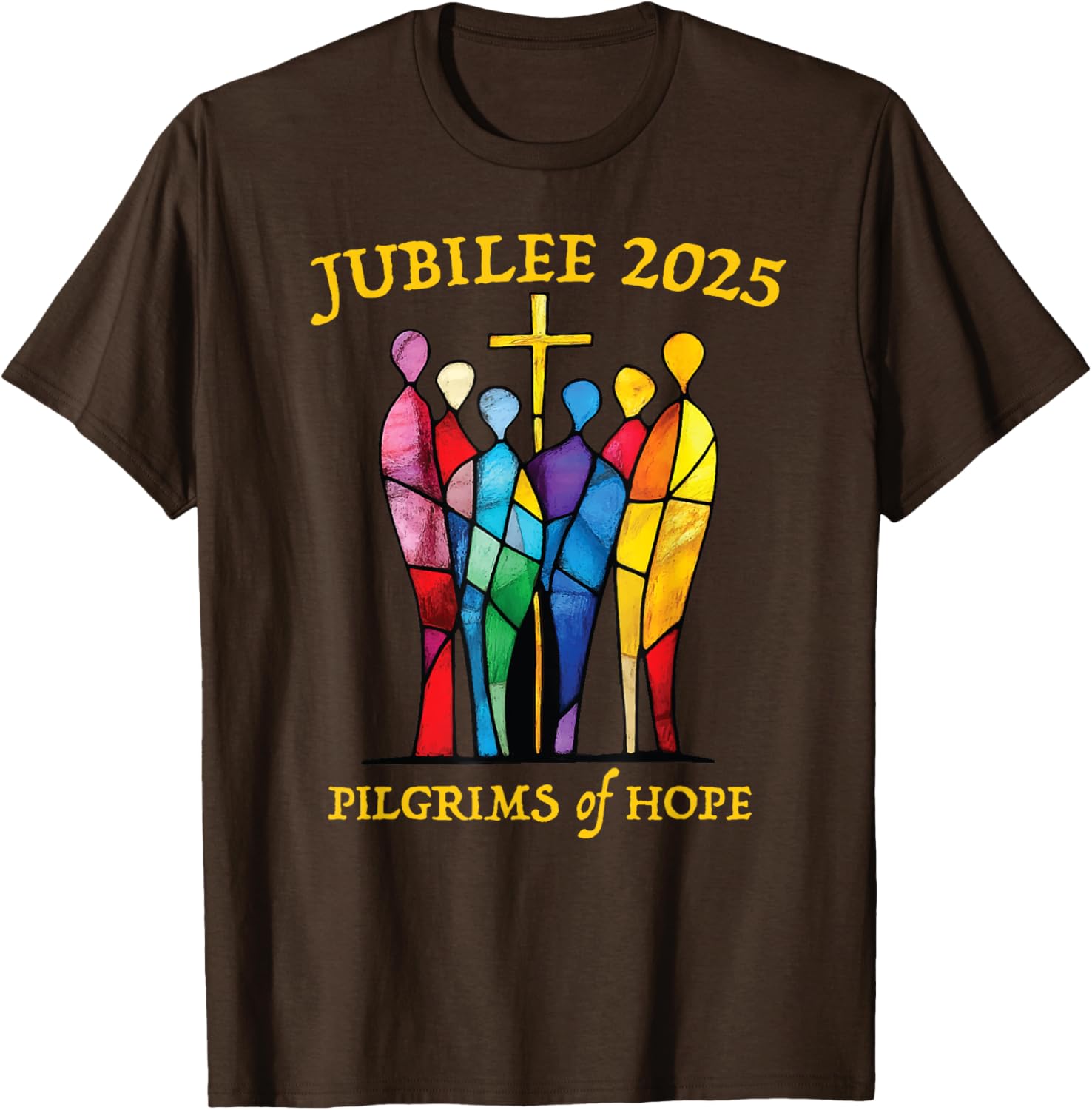 Catholic Jubilee 2025 Pilgrims of Hope Stained Glass T-Shirt for All - 4