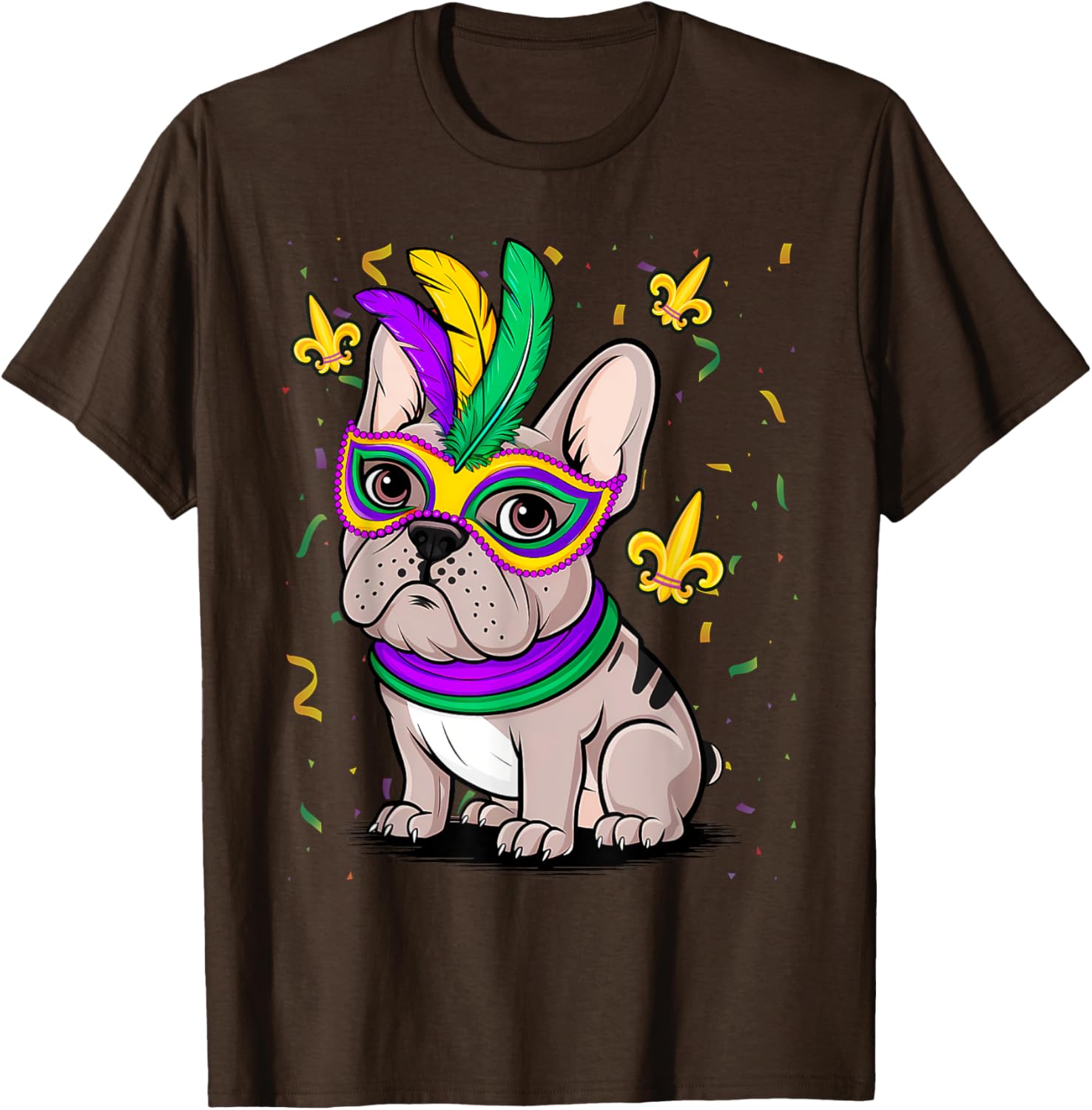 Cute Mardi Gras French Bulldog Dog T-Shirt for Carnival Fun - 6