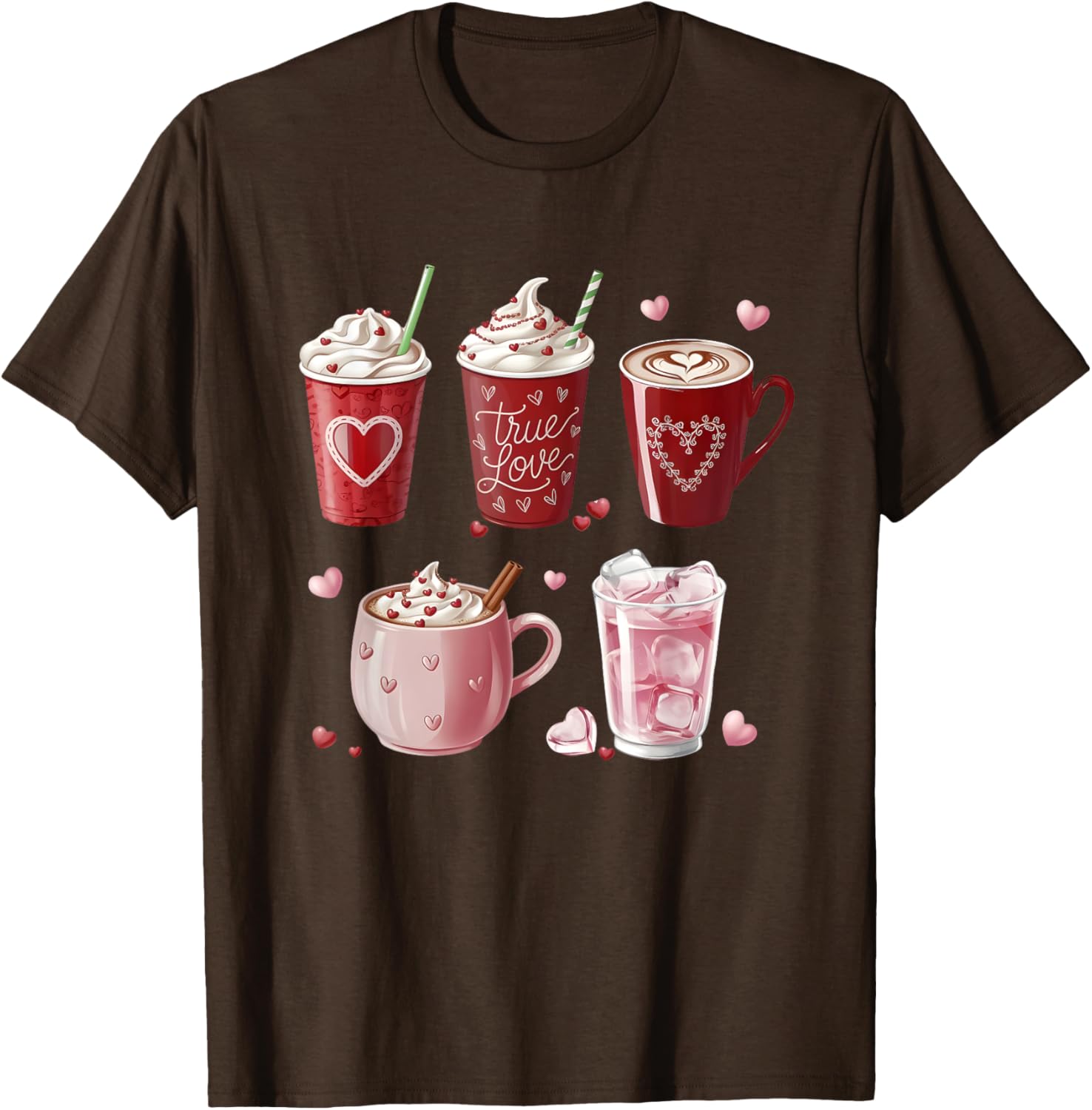 Coffee Lover Valentine T-Shirt Cute Coffee Cups Design for Him or Her - 7