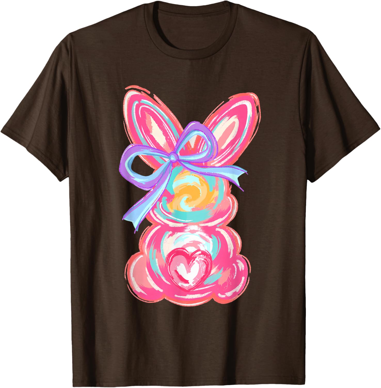 Cute Easter Bunny Bow Tie Dye T-Shirt for Girls and Women - 11
