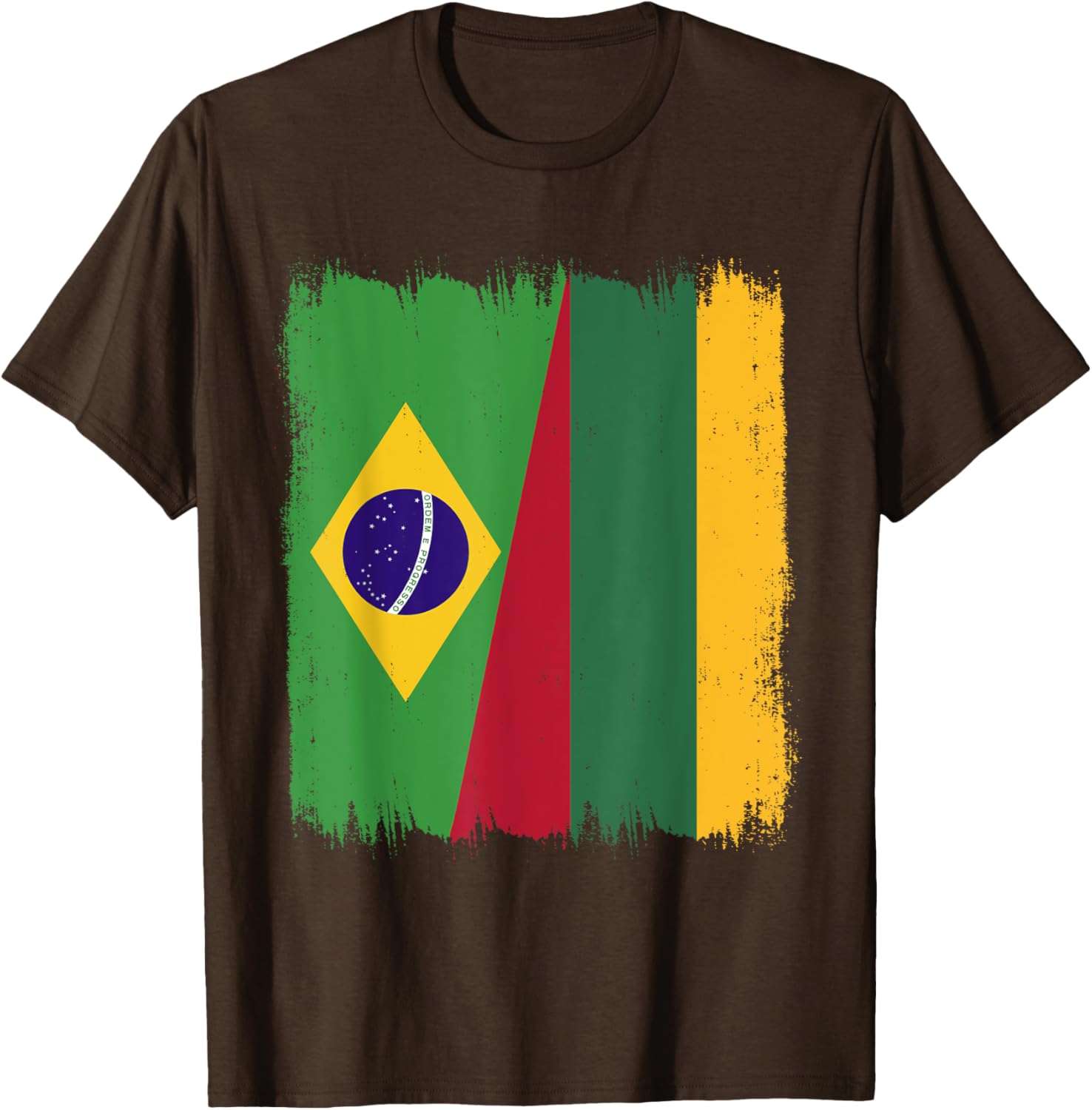 Brazil Lithuania Half Flag Roots T-Shirt for Proud Brazilian Lithuanians - 2