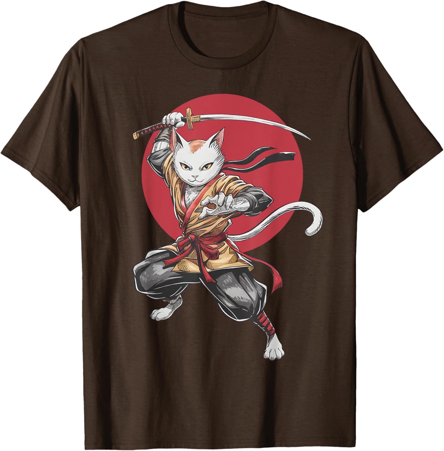 Samurai Cat Vintage Japanese Art Anime T-Shirt for Cat Lovers - 21