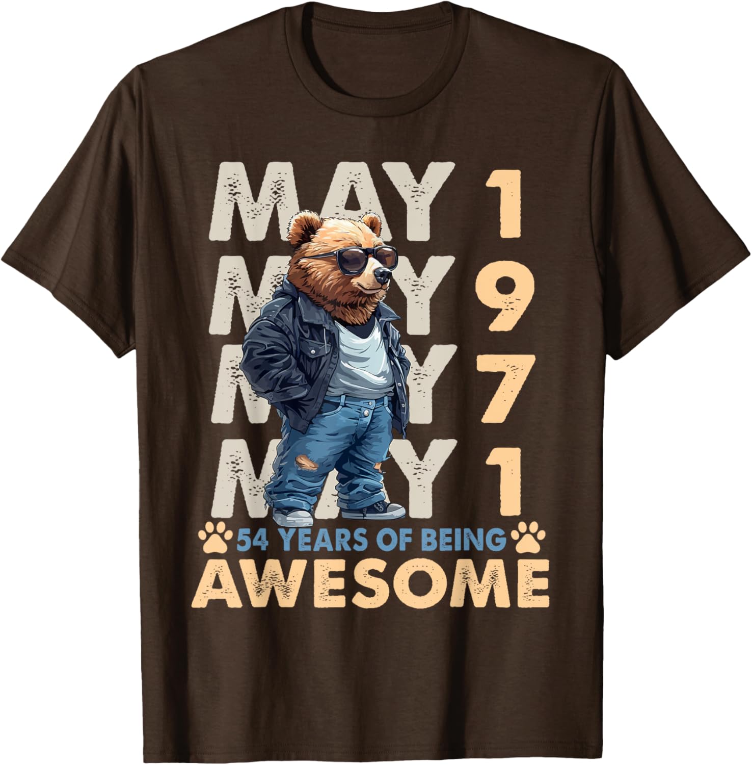 54th Birthday Bear Legends May 1971 T-Shirt for Men - Fun Gift Idea - 8