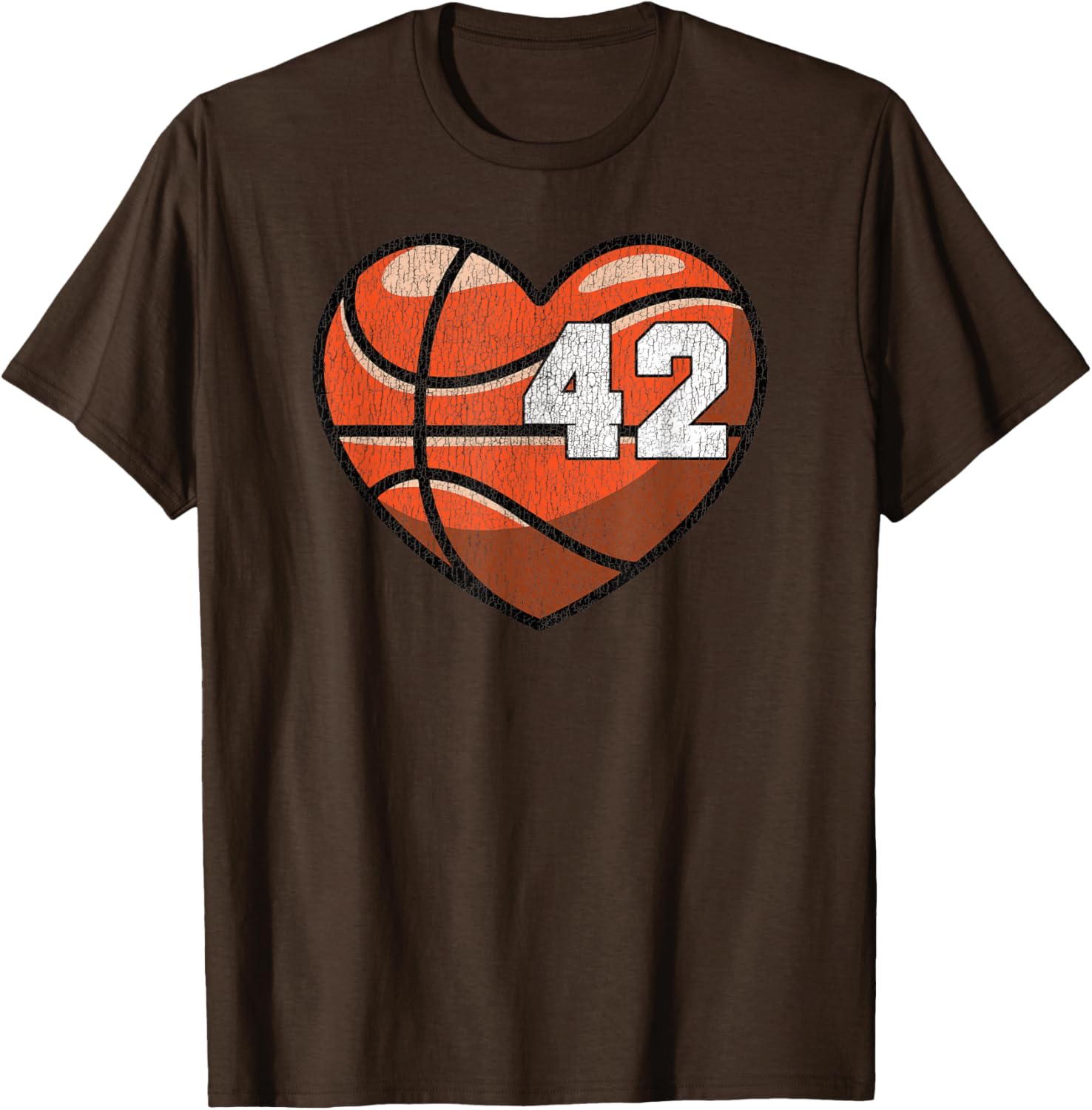 Distressed Heart Design Basketball Number 42 T-Shirt for Fans - 22