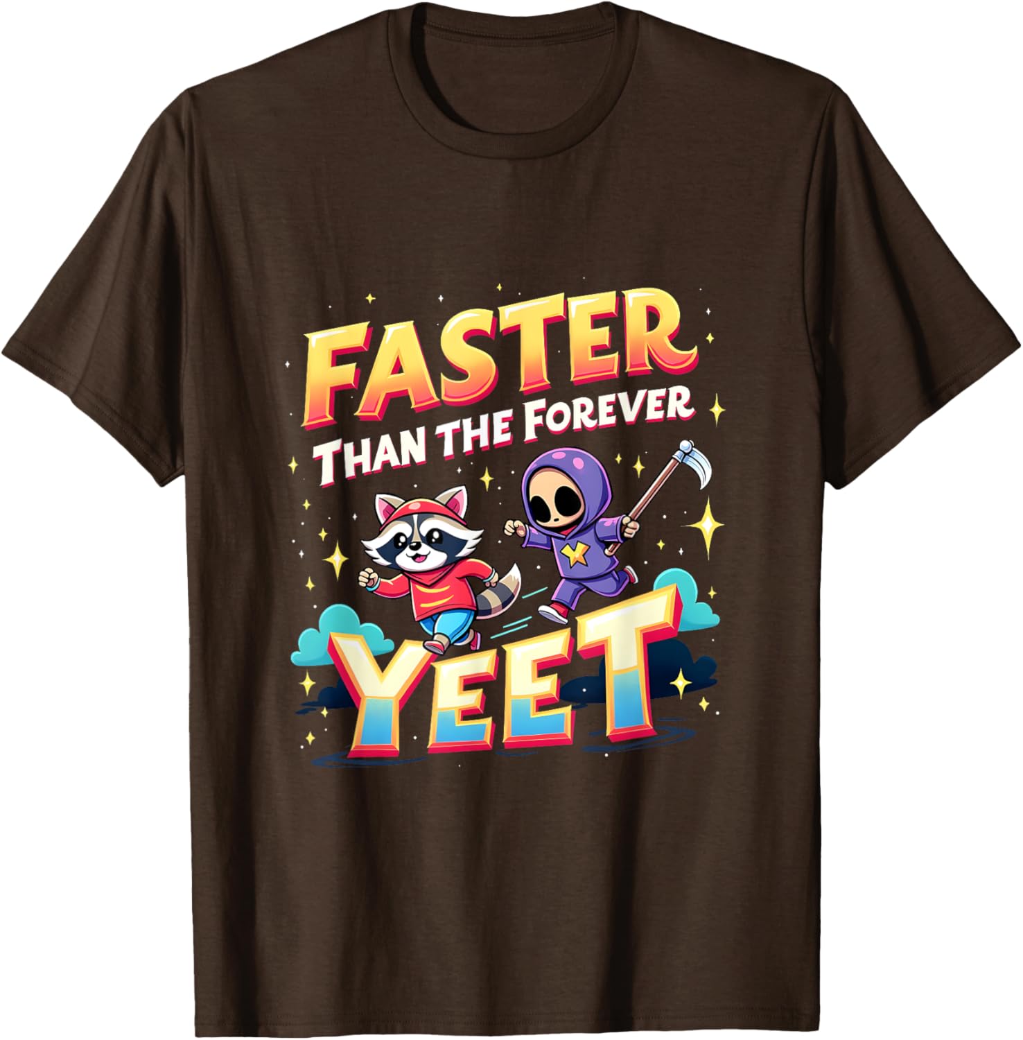 Faster Than The Forever Yeet Funny Raccoon Sloth T-Shirt for Fun Lovers - 13