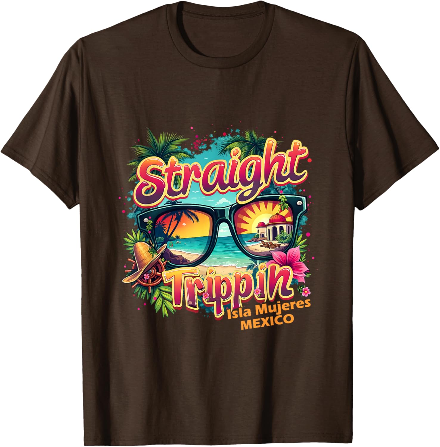 Isla Mujeres 2025 Retro Straight Trippin T-Shirt for Vacation Fun - 2