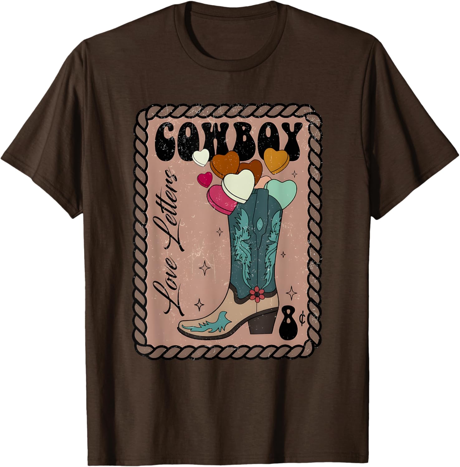 Cute Cowboy Love Letter Retro Valentine T-Shirt for Western Lovers - 12
