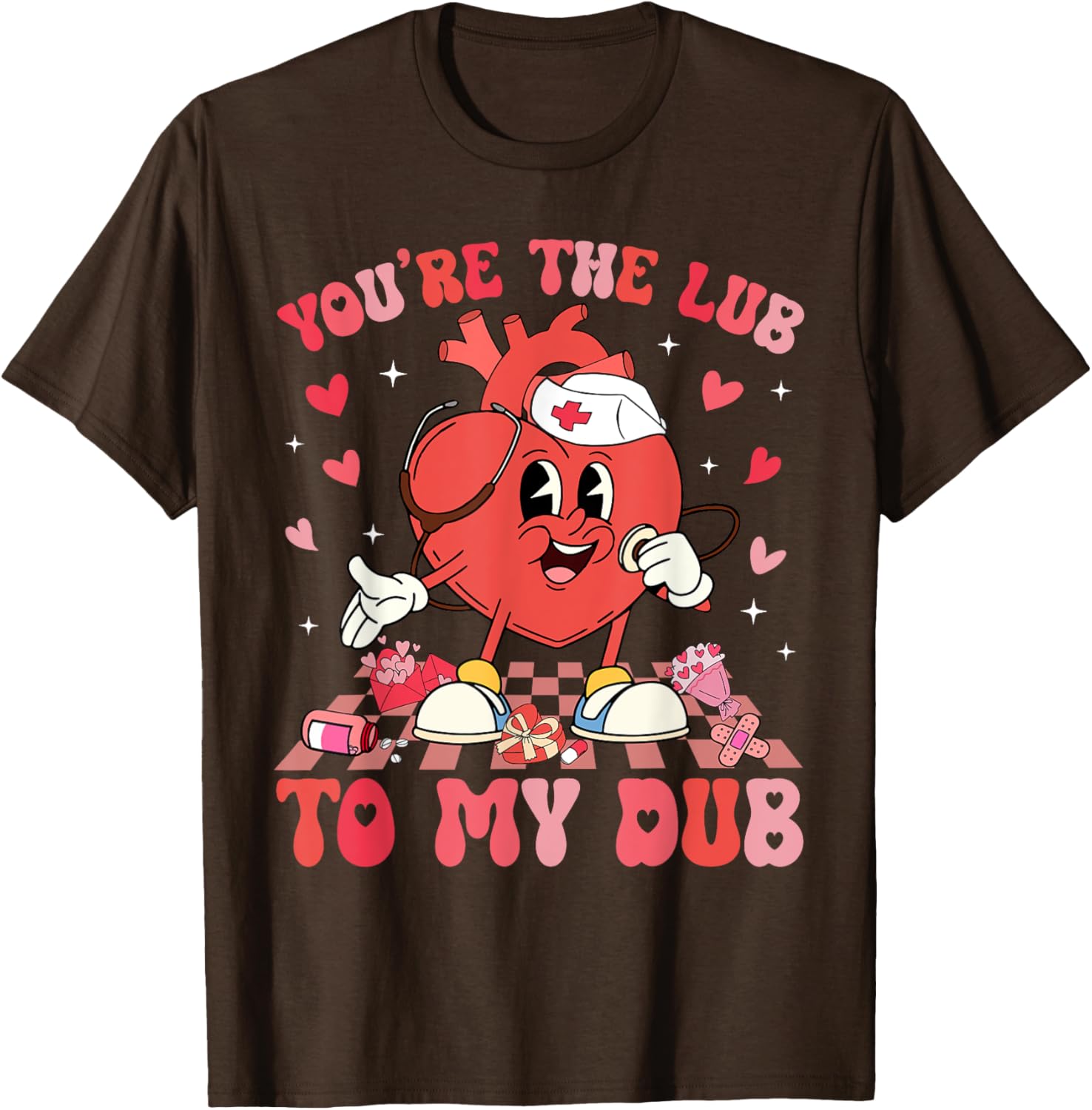 Valentine Retro You're The Lub To My Dub CVICU Nurse T-Shirt Gift - 7