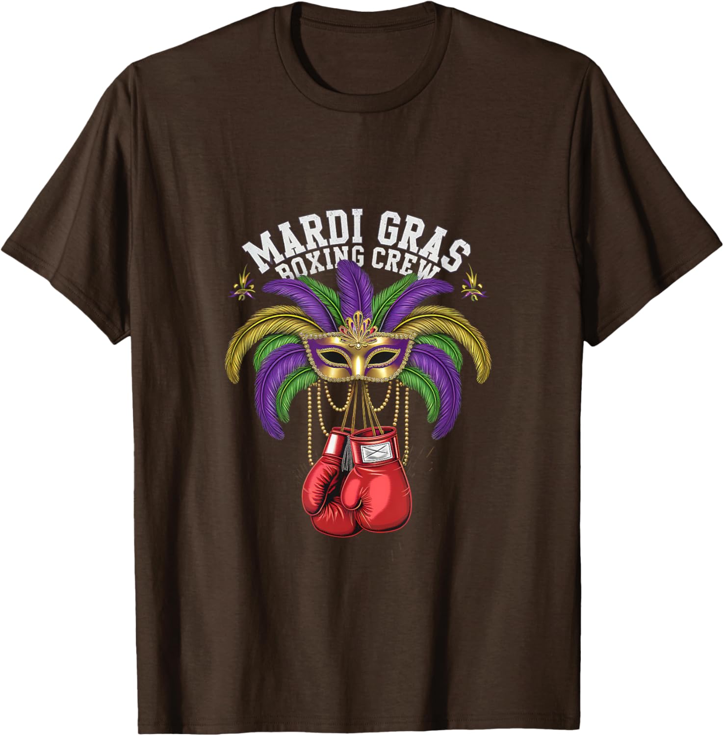 Mardi Gras Masquerade Boxing Crew T-Shirt for Festive Celebrations - 2