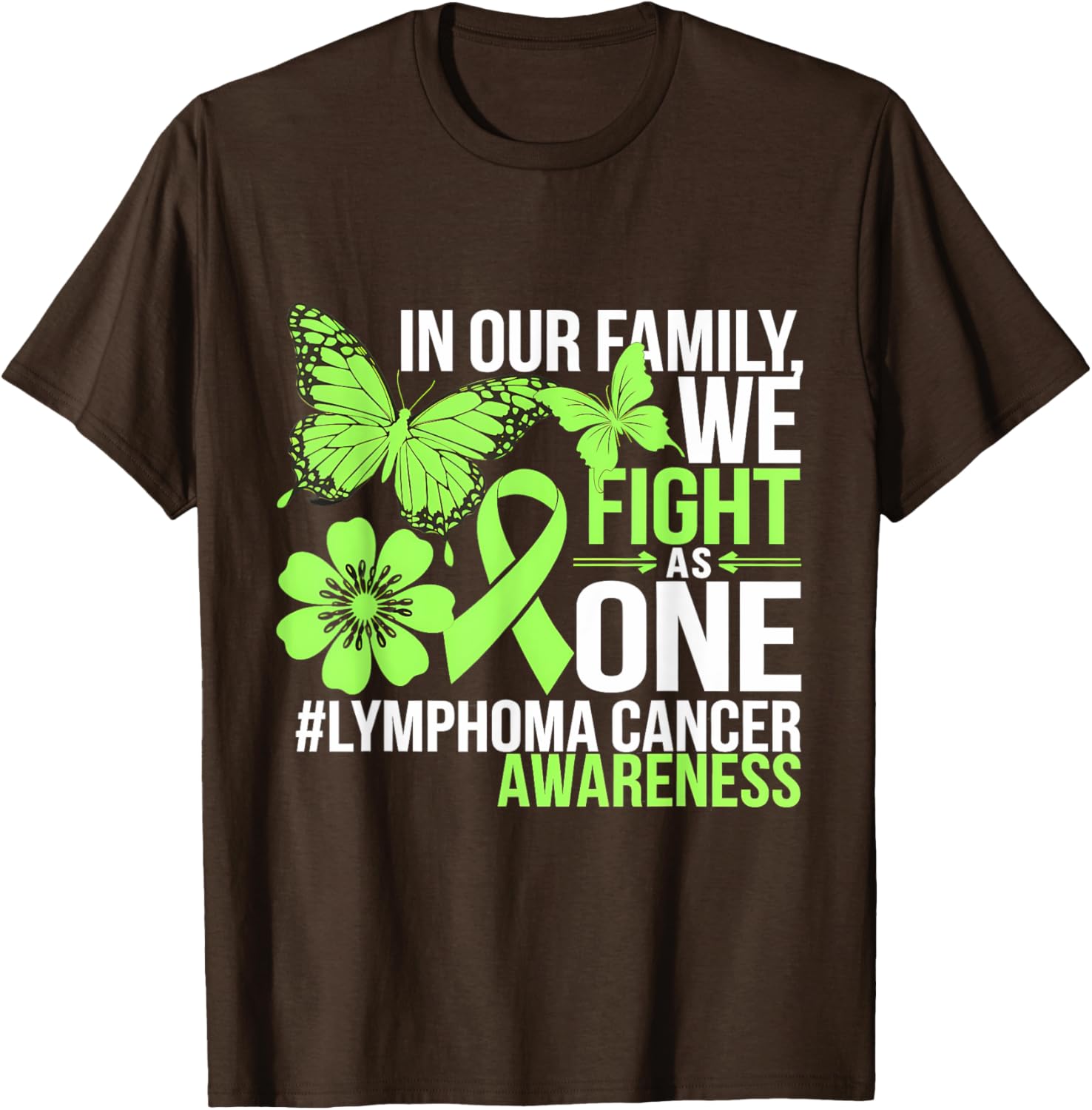 Green Ribbon Lymphoma Awareness We Fight As One T-Shirt for Supporters - 27