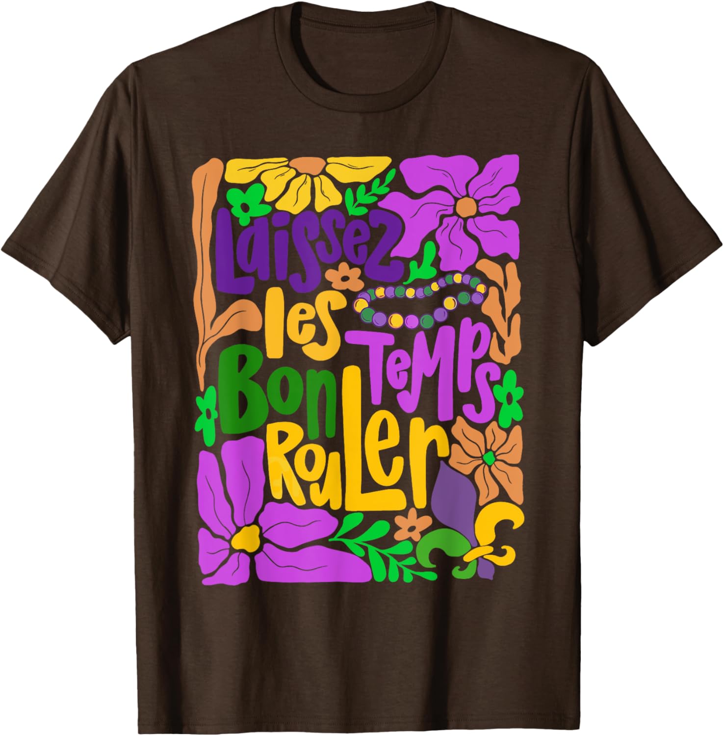 Laissez Les Bon Temps Rouler Mardi Gras Boho Floral T-Shirt for Fun Celebrations - 1