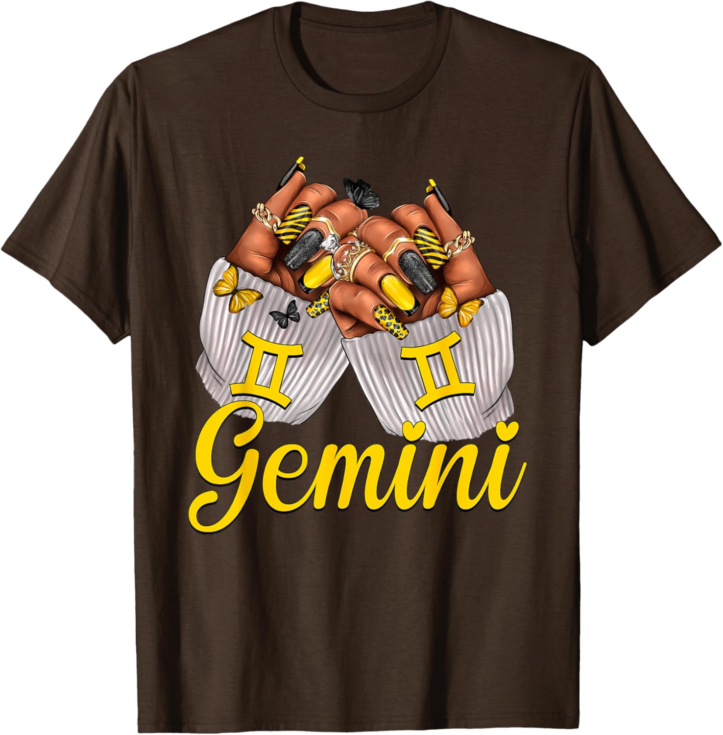 Gemini Black Women Nails Zodiac Birthday Queen T-Shirt for Astrologers - 21